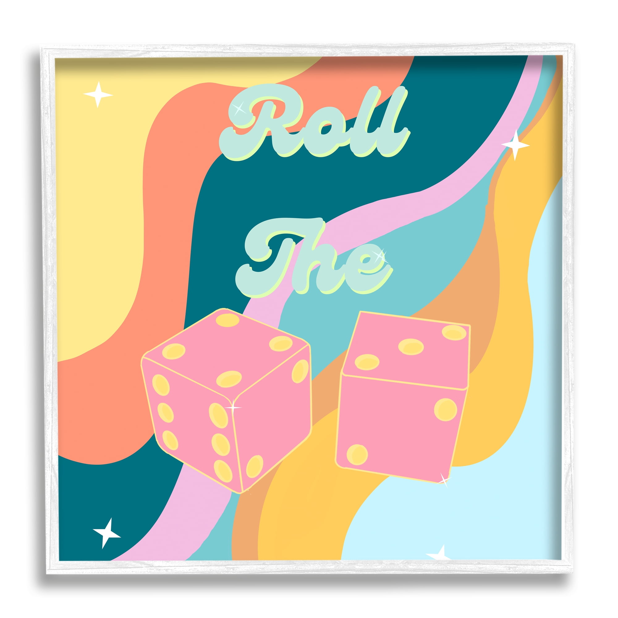 Stupell Industries Roll The Dice Groovy Phrase Religious Painting White Framed Art Print Wall Art