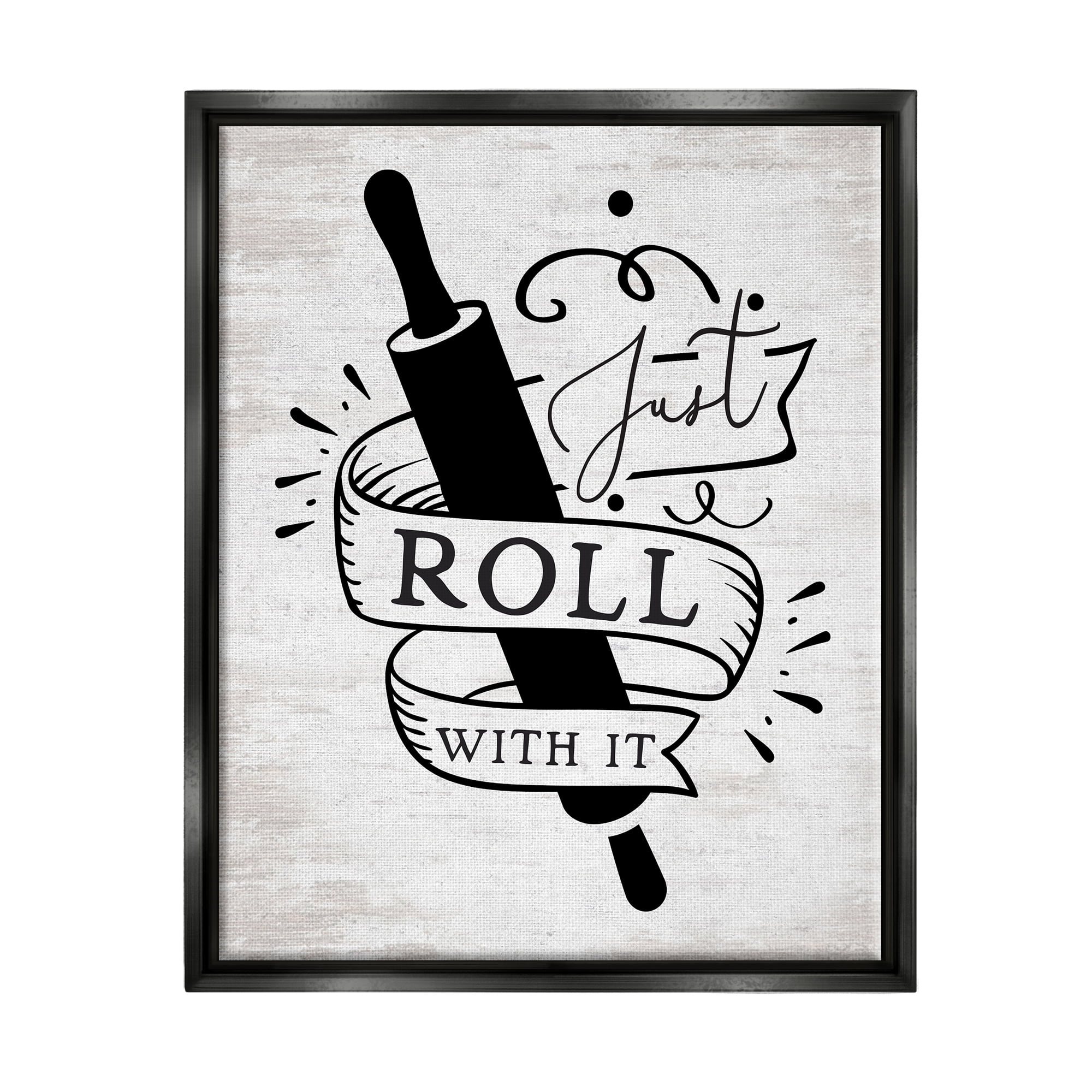 Stupell Industries Roll With It Kitchen Food & Beverage Painting Black Floater Framed Art Print Wall Art, 25 x 31
