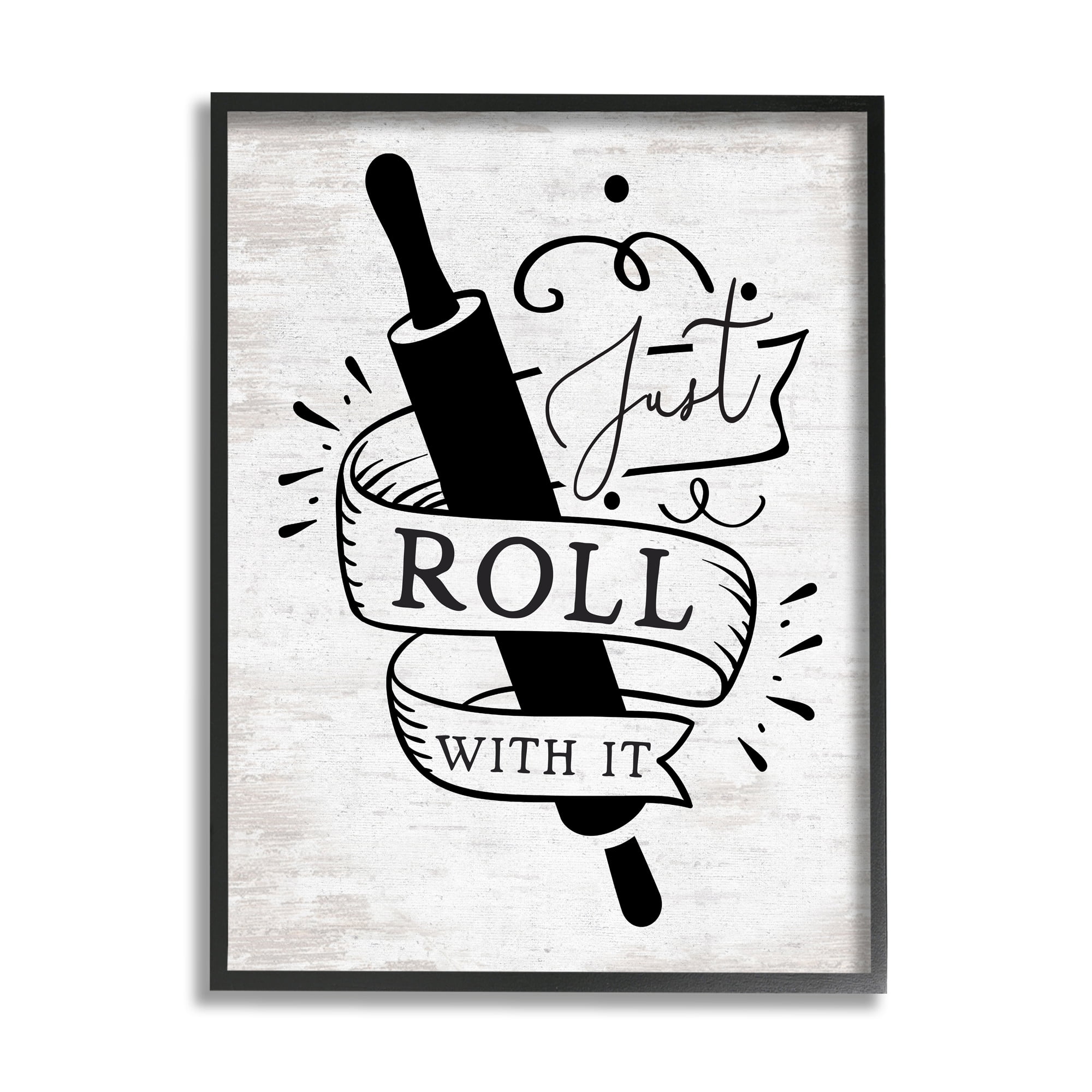 Stupell Industries Roll With It Kitchen Food & Beverage Painting Black Framed Art Print Wall Art, 24 x 30