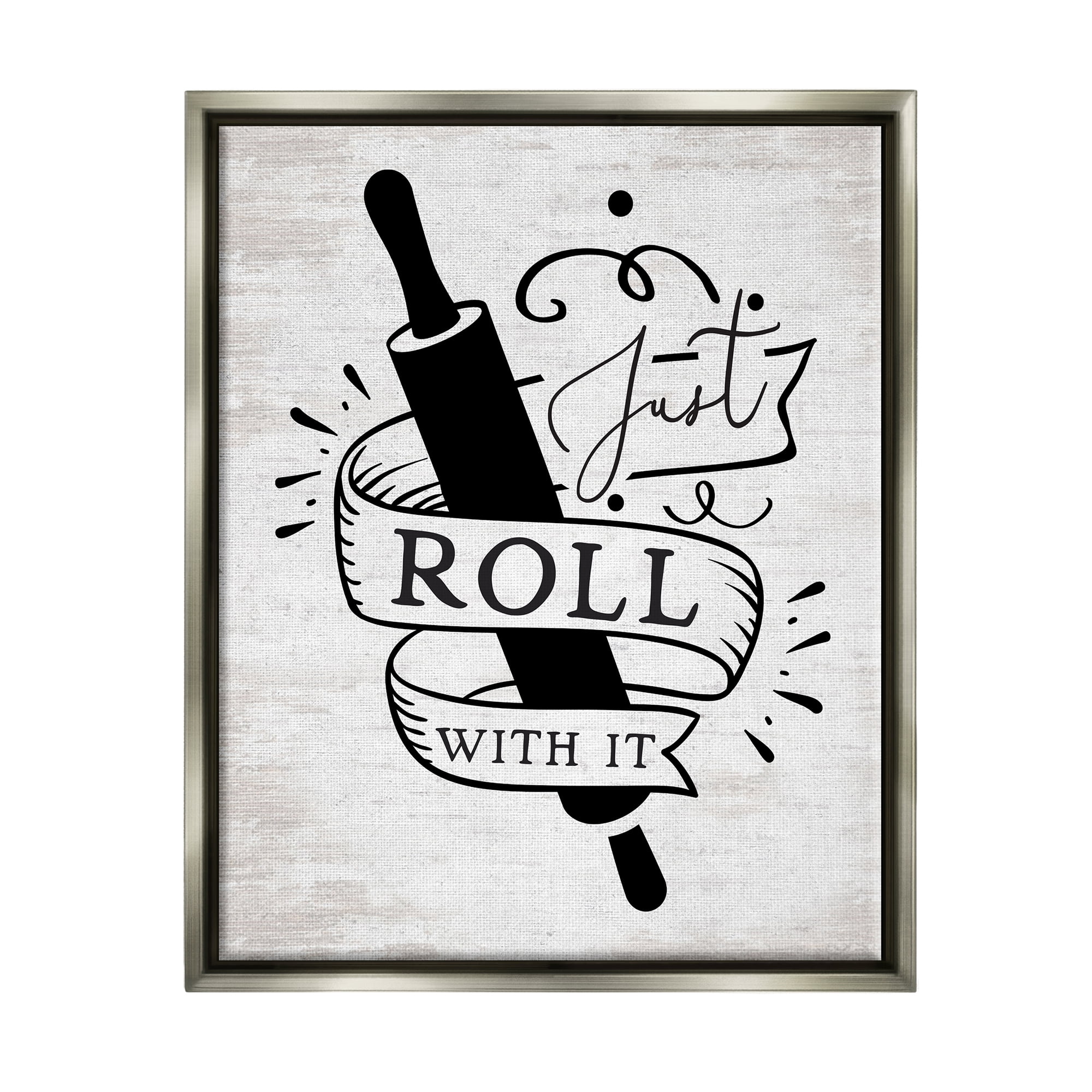 Stupell Industries Roll With It Kitchen Food & Beverage Painting Gray Floater Framed Art Print Wall Art, 17 x 21
