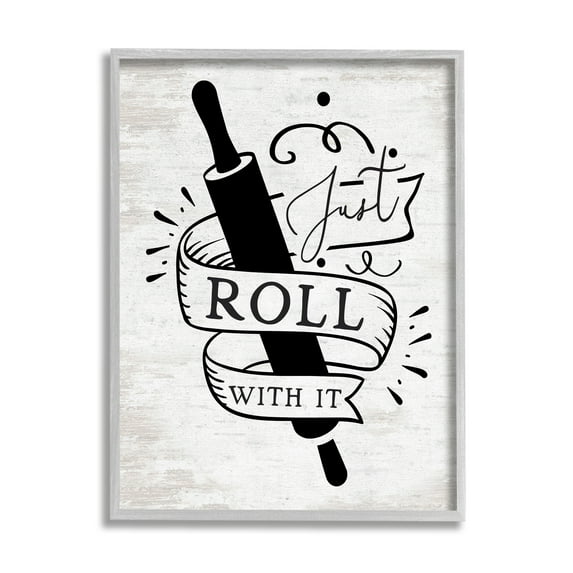 Stupell Industries Roll With It Kitchen Food & Beverage Painting Gray Framed Art Print Wall Art, 11 x 14