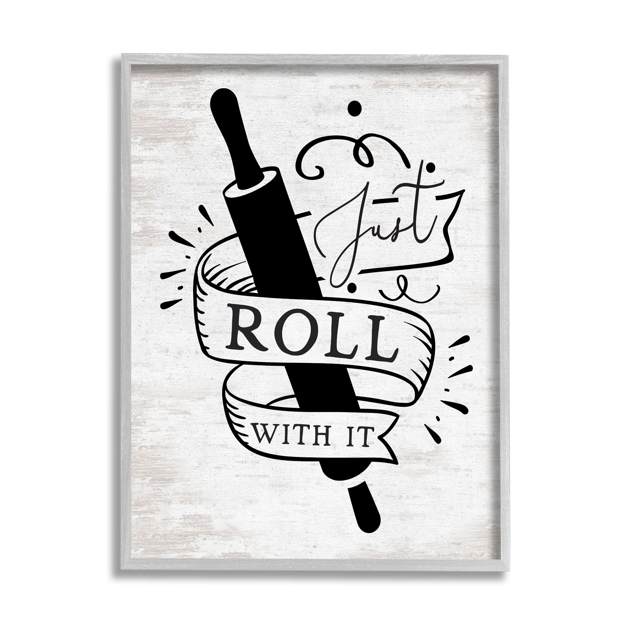 Stupell Industries Roll With It Kitchen Food & Beverage Painting Gray Framed Art Print Wall Art, 16 x 20