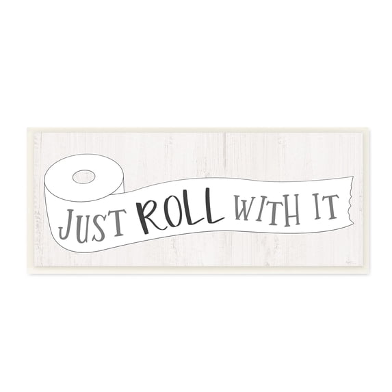 Stupell Industries Roll With It Phrase Charming Country Toilet Paper, 17 x 7, Design by Natalie Carpentieri