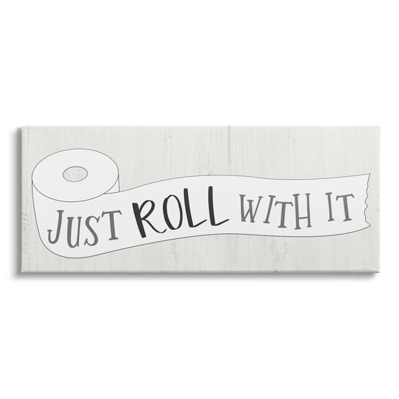 Stupell Industries Roll With It Phrase Charming Country Toilet Paper, 24 x 10, Design by Natalie Carpentieri