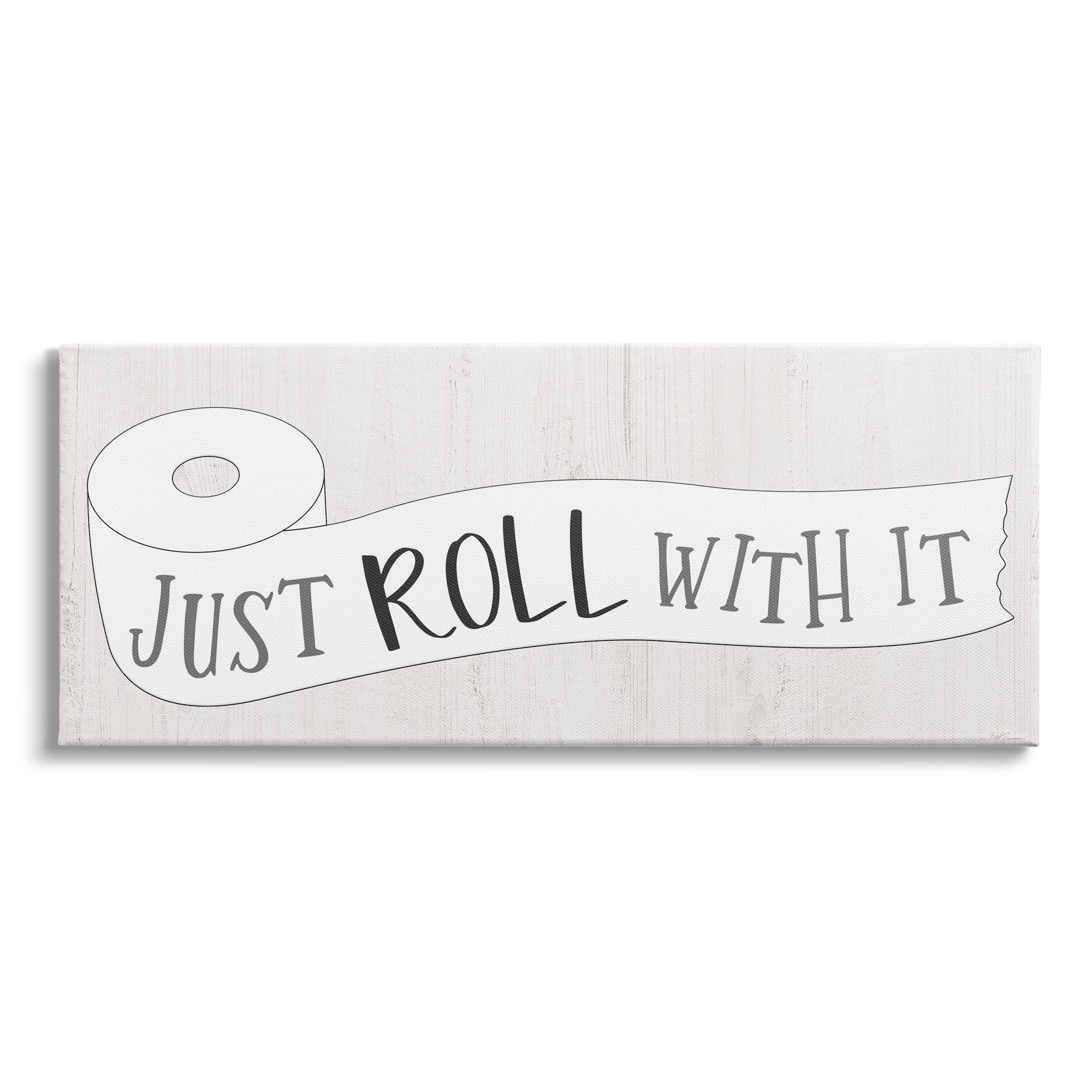 Stupell Industries Roll With It Phrase Charming Country Toilet Paper, 48 x 20, Design by Natalie Carpentieri