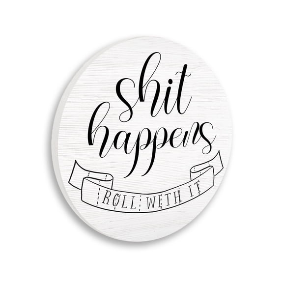 Stupell Industries Roll With It Toilet Paper Sassy Motivational Bathroom Quote,12 x 12,Design By Lil' Rue