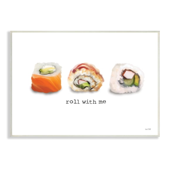 Stupell Industries Roll With Me Funny Phrase Maki Sushi Pun, 15 x 10,Design by House Fenway