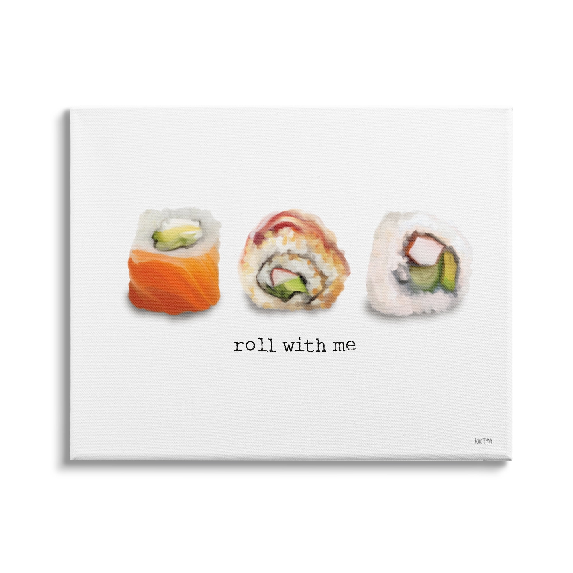 Stupell Industries Roll With Me Funny Phrase Maki Sushi Pun, 48 x 36,Design by House Fenway