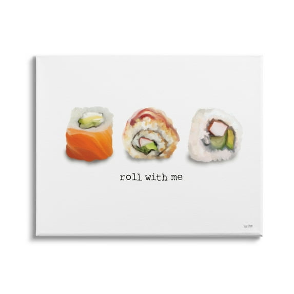 Stupell Industries Roll With Me Funny Phrase Maki Sushi Pun, 48 x 36,Design by House Fenway