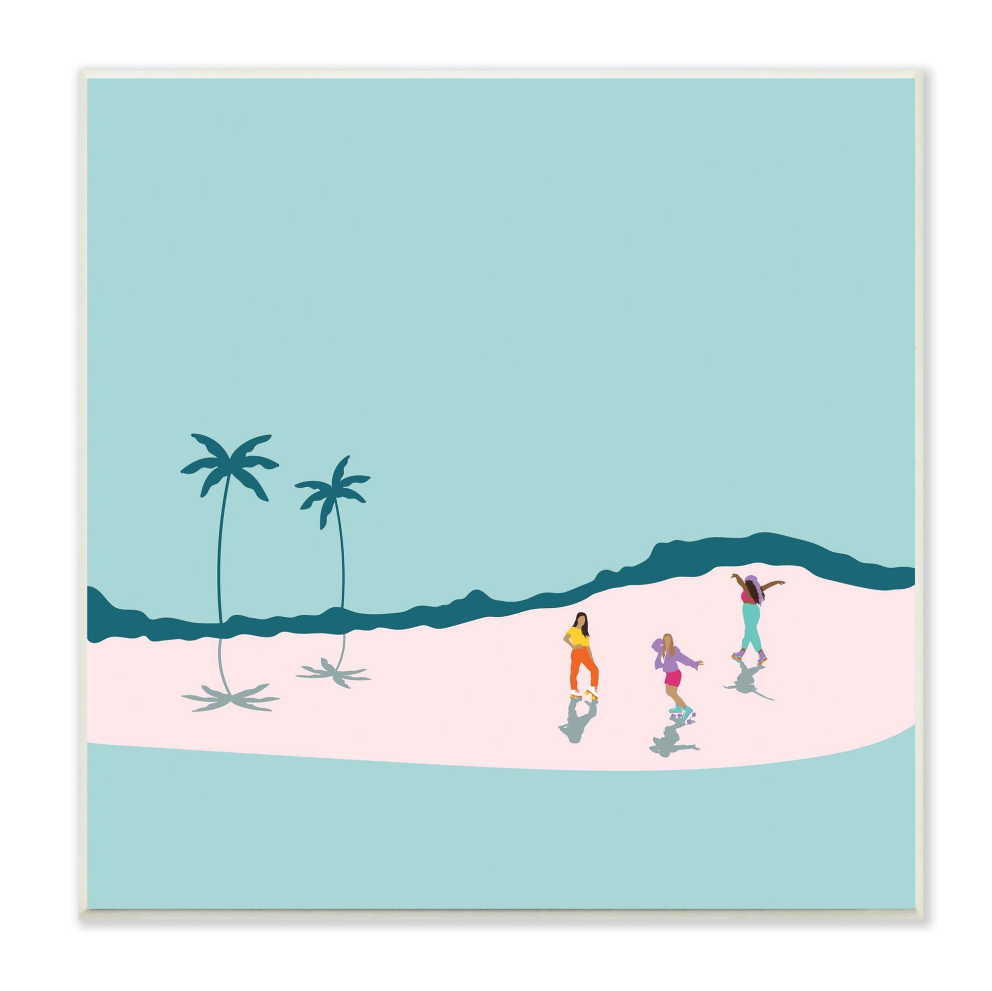 Stupell Industries Roller Derby Girls Minimal Tropical Coast Landscape, 12 x 12, Designed by Make Much Studios