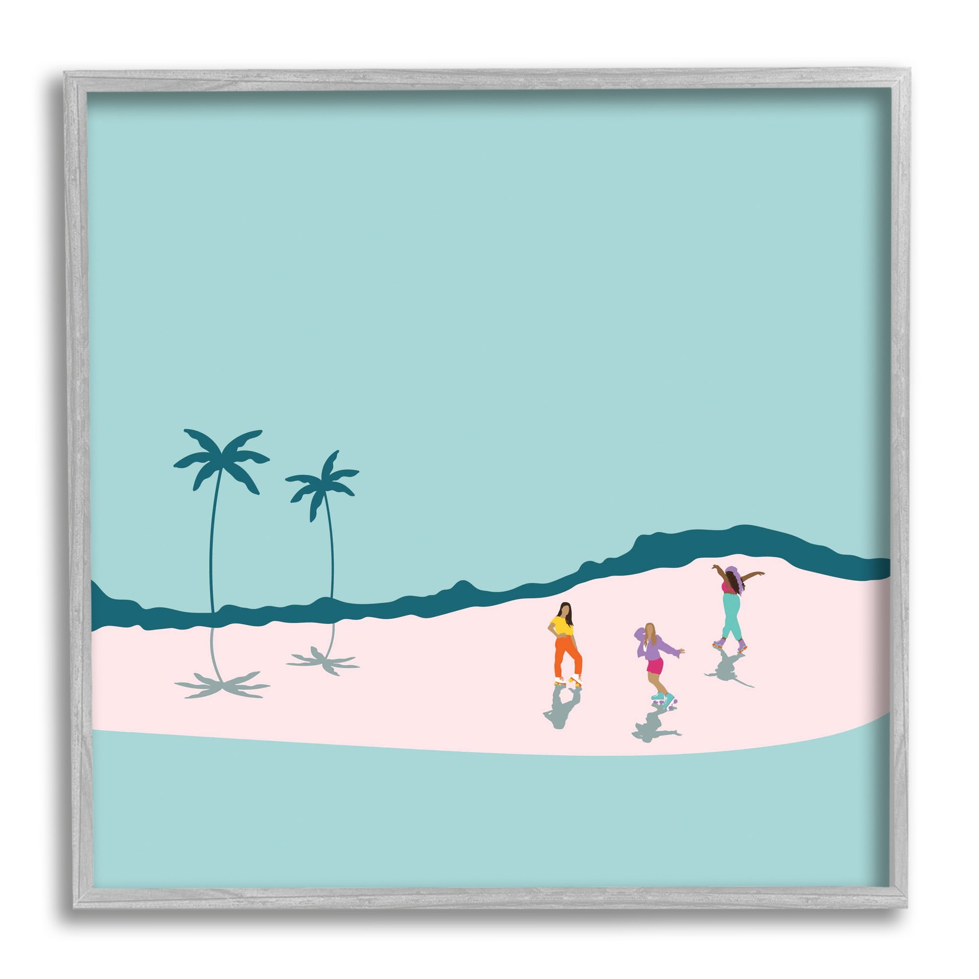 Stupell Industries Roller Derby Girls Minimal Tropical Coast Landscape, 24 x 24, Designed by Make Much Studios