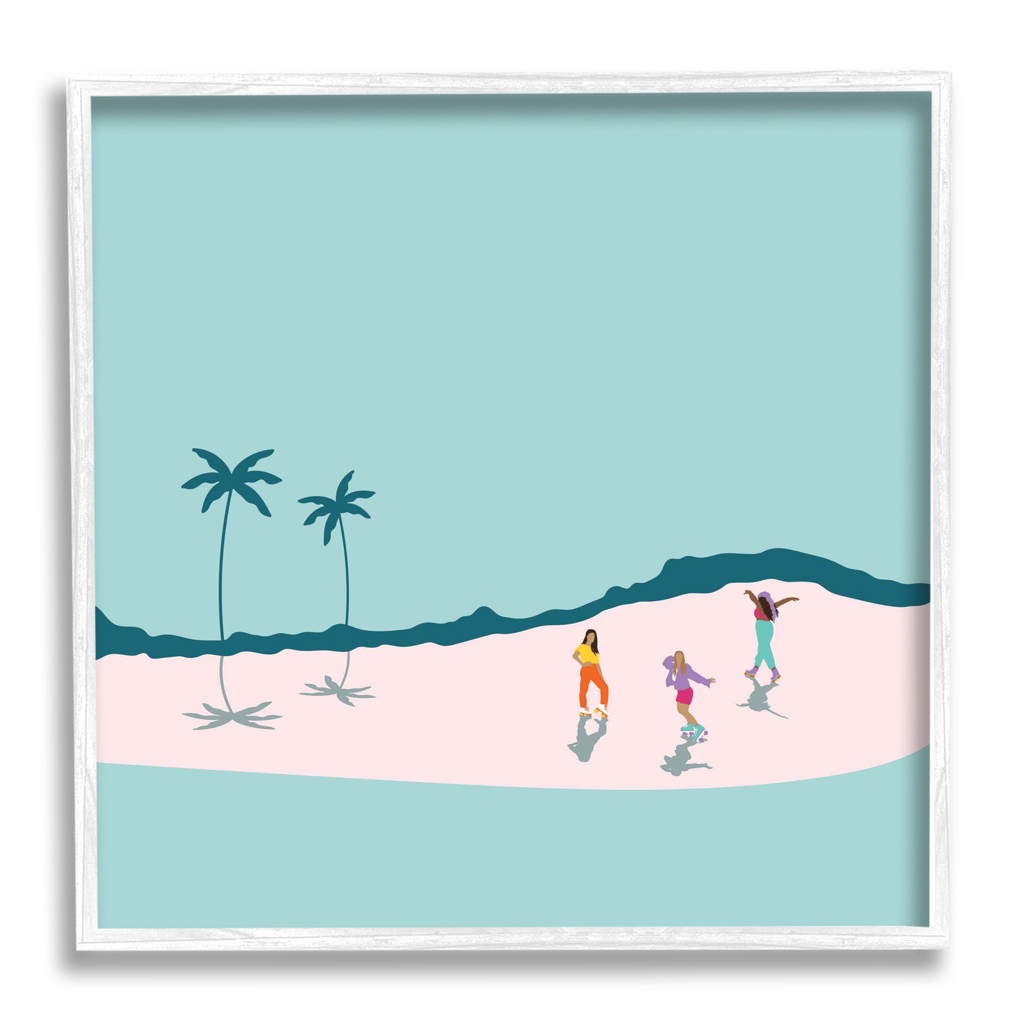 Stupell Industries Roller Derby Girls Minimal Tropical Coast Landscape, 24 x 24, Designed by Make Much Studios