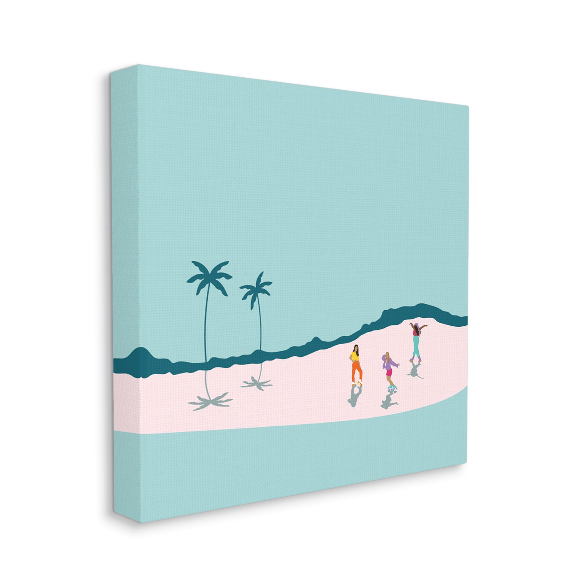 Stupell Industries Roller Derby Girls Minimal Tropical Coast Landscape, 36 x 36, Designed by Make Much Studios