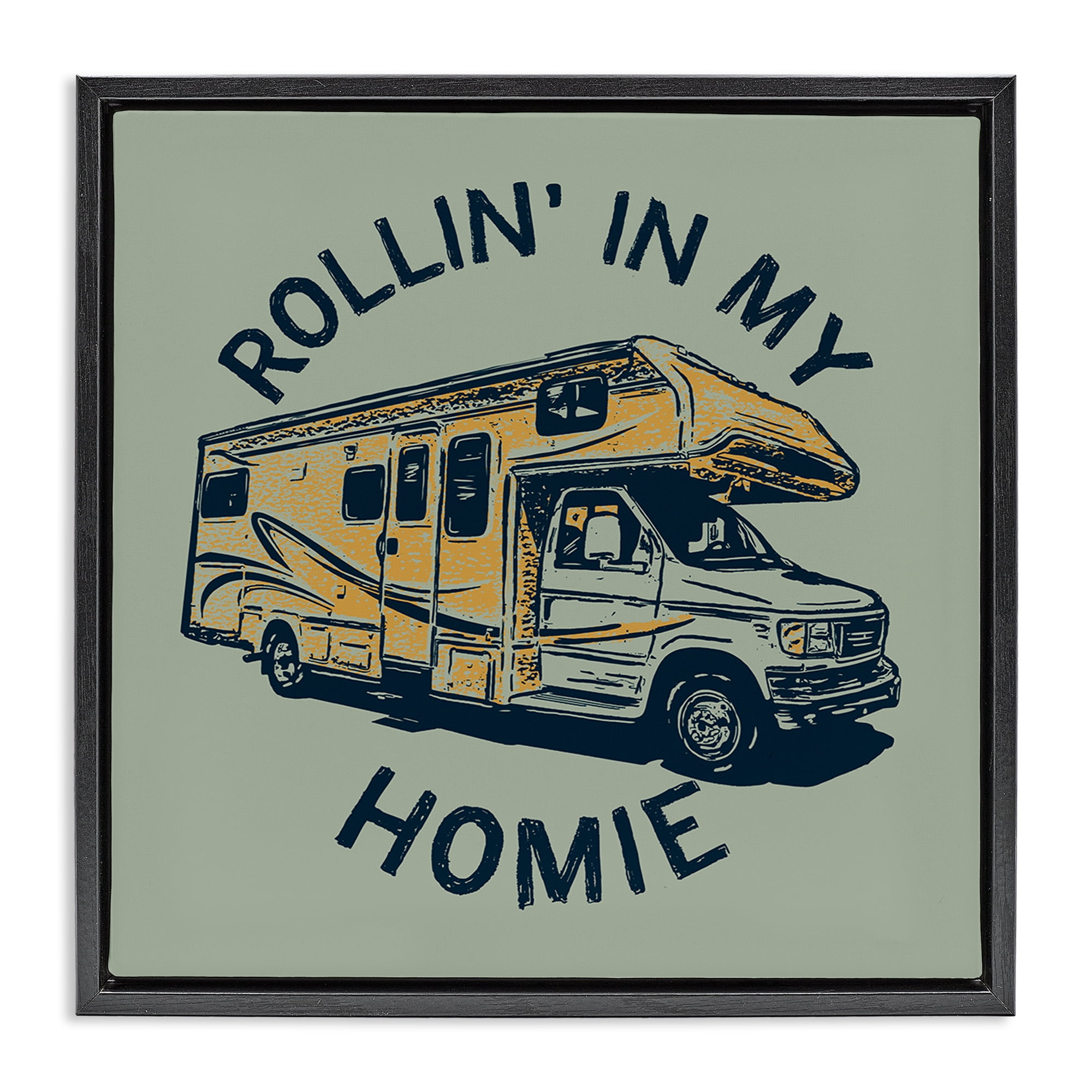Stupell Industries Rollin' In My Homie Transportation Painting Black Floater Framed Art Print Wall Art, 25 x 25