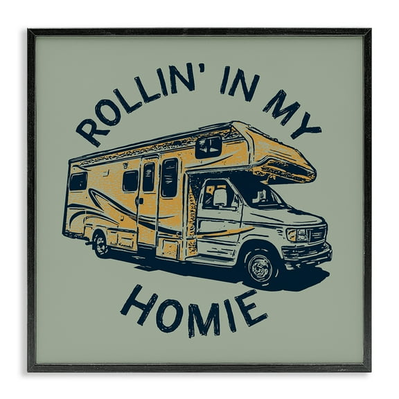 Stupell Industries Rollin' In My Homie Transportation Painting Black Framed Art Print Wall Art, 12 x 12