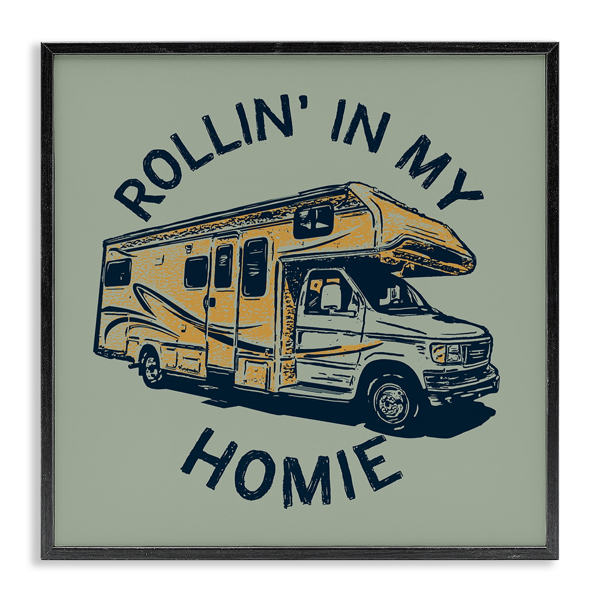 Stupell Industries Rollin' In My Homie Transportation Painting Black Framed Art Print Wall Art, 24 x 24