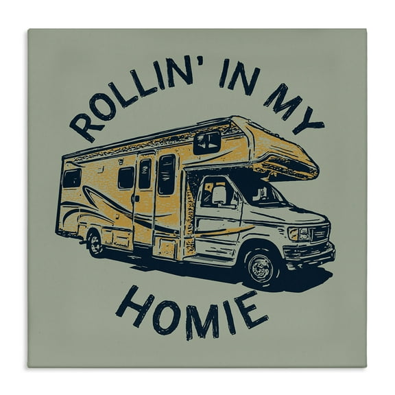 Stupell Industries Rollin' In My Homie Transportation Painting Gallery Wrapped Canvas Art Print Wall Art, 17 x 17