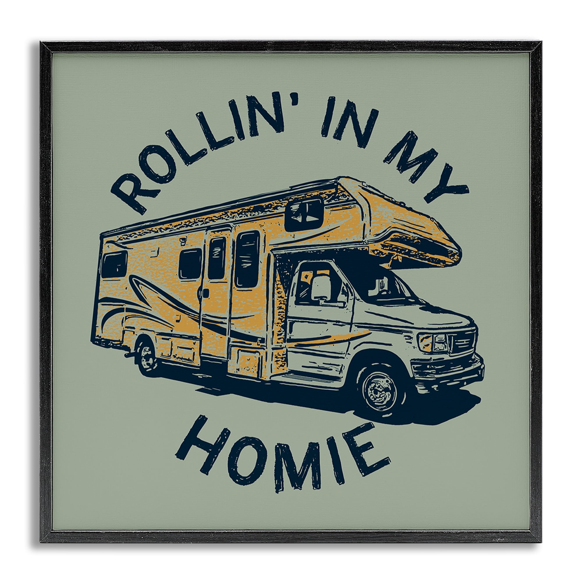 Stupell Industries Rollin' In My Homie Transportation Painting Gray Framed Art Print Wall Art, 12 x 12