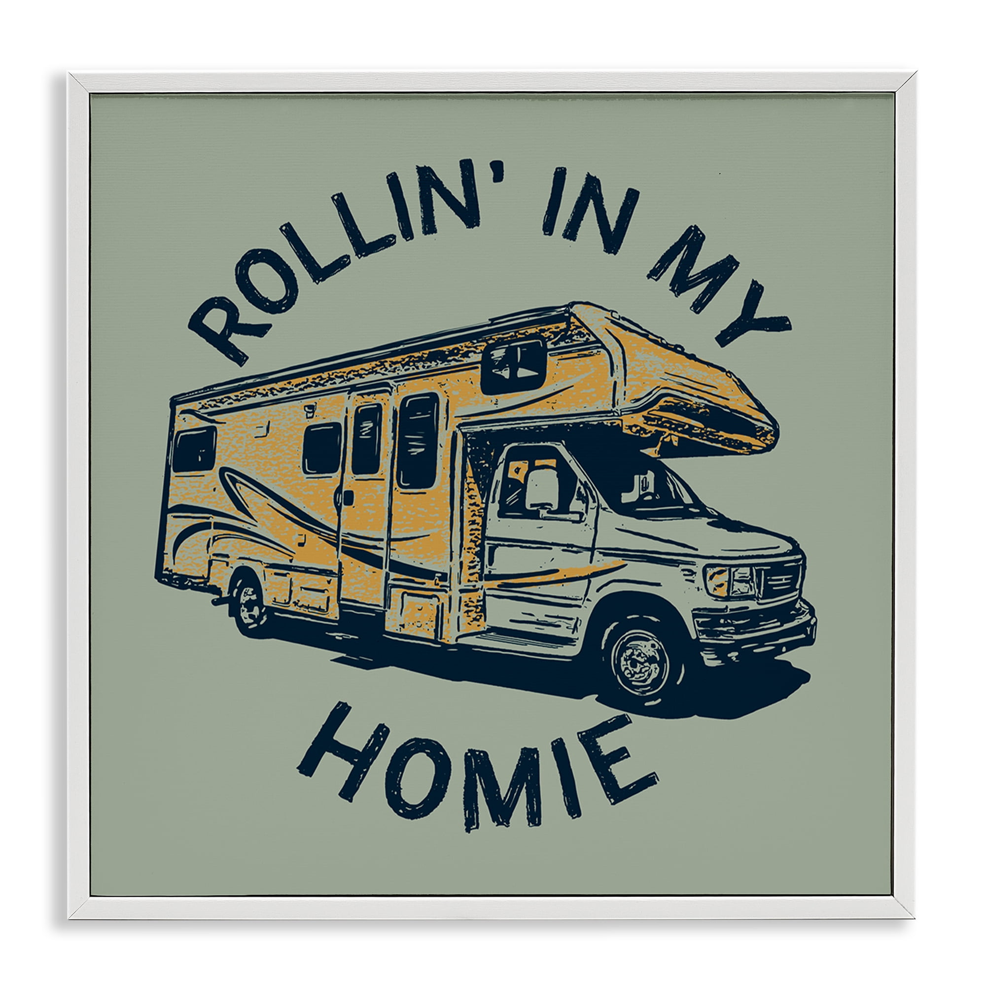 Stupell Industries Rollin' In My Homie Transportation Painting White Framed Art Print Wall Art, 24 x 24