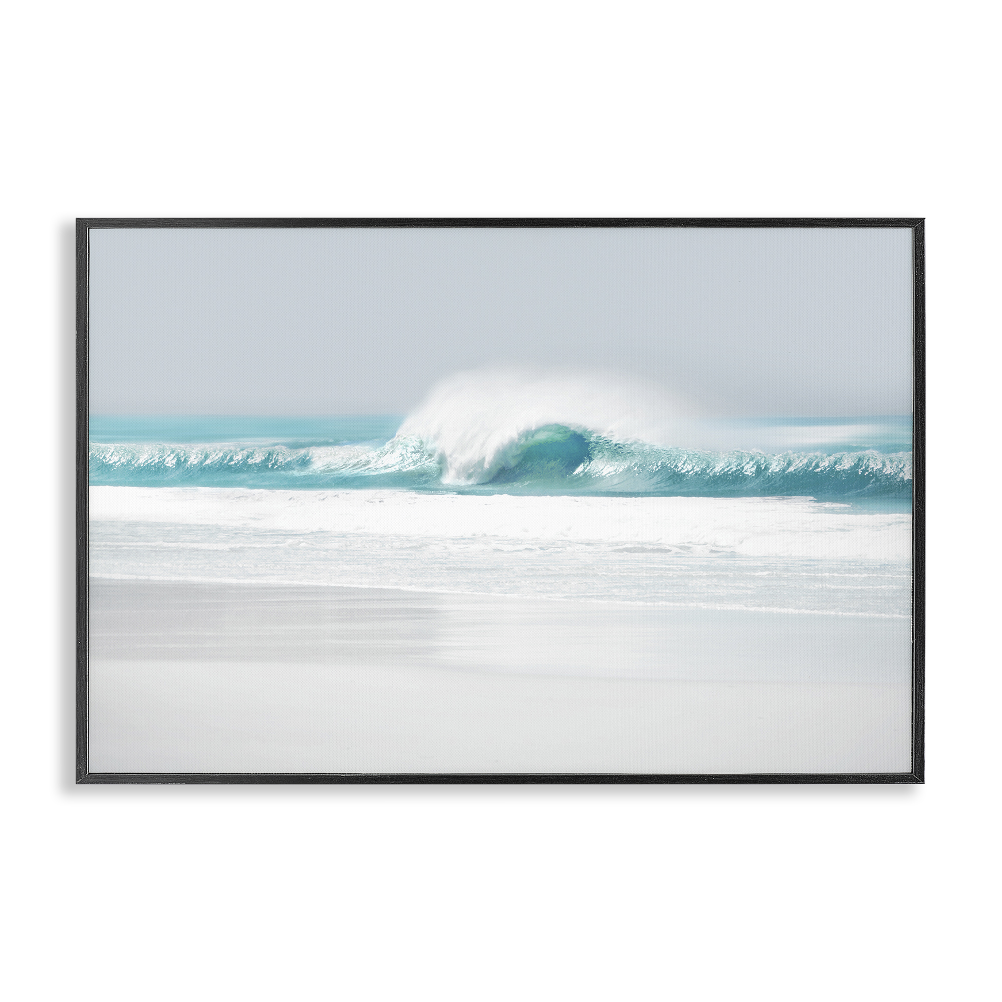 Stupell Industries Rolling Aqua Waves Landscape & Nature Photography Black Framed Art Print Wall Art, 24 x 16