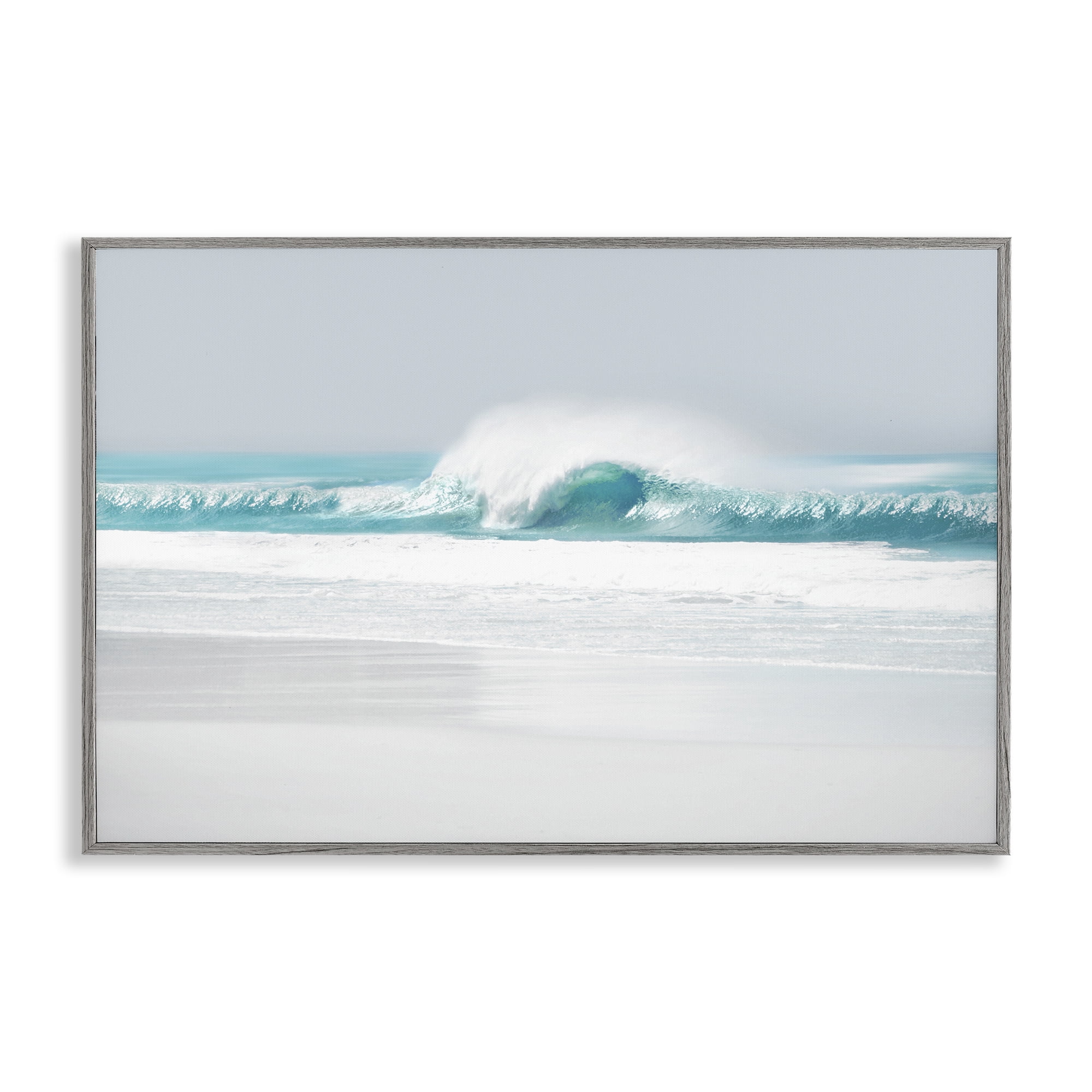 Stupell Industries Rolling Aqua Waves Landscape & Nature Photography Gray Framed Art Print Wall Art, 24 x 16