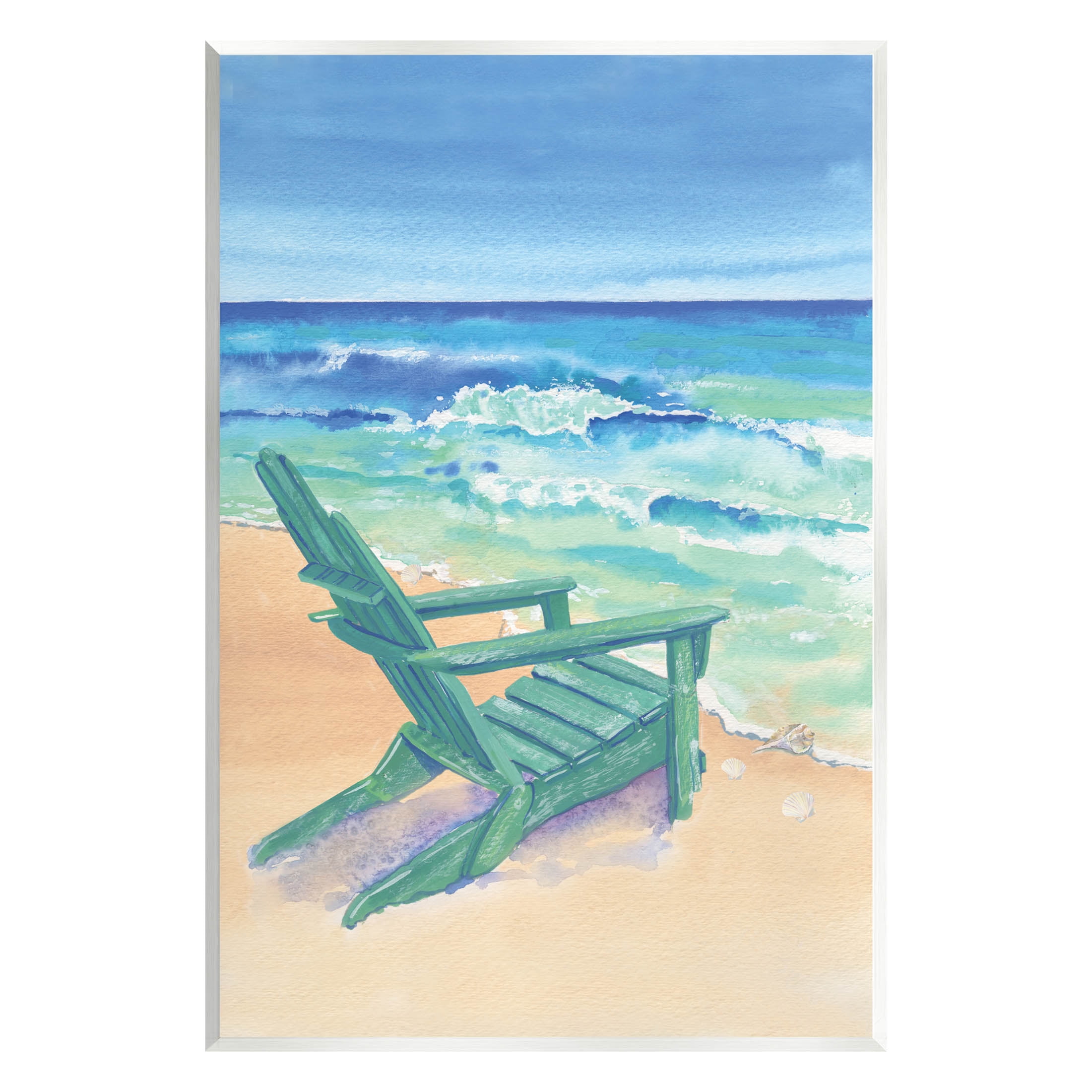 Stupell Industries Rolling Beach Waves Chair Painting Unframed Art Print Wall Art, Design by Erica Christopher