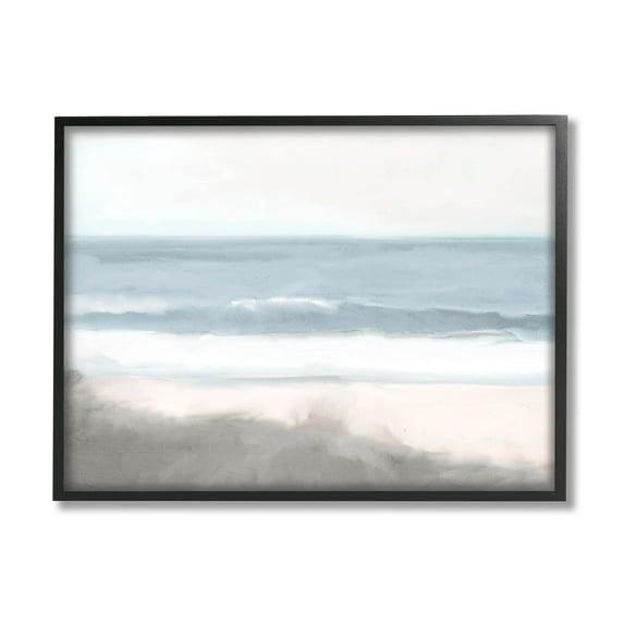 Stupell Industries Rolling Beach Waves Foamy Shoreline Graphic Art Black Framed Art Print Wall Art, Design by Kim Allen