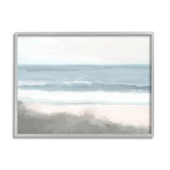 Stupell Industries Rolling Beach Waves Foamy Shoreline Graphic Art Gray Framed Art Print Wall Art, Design by Kim Allen