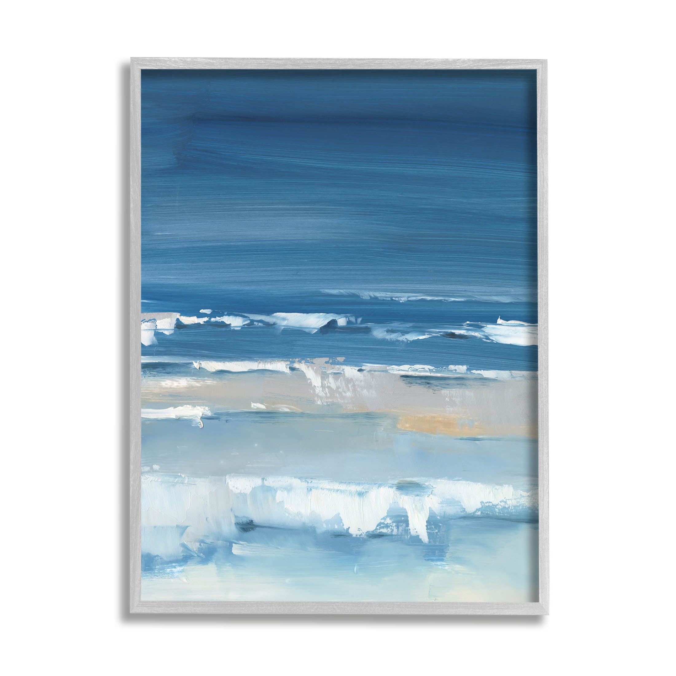 Stupell Industries Rolling Beach Waves Foamy Shoreline Painting Gray ...