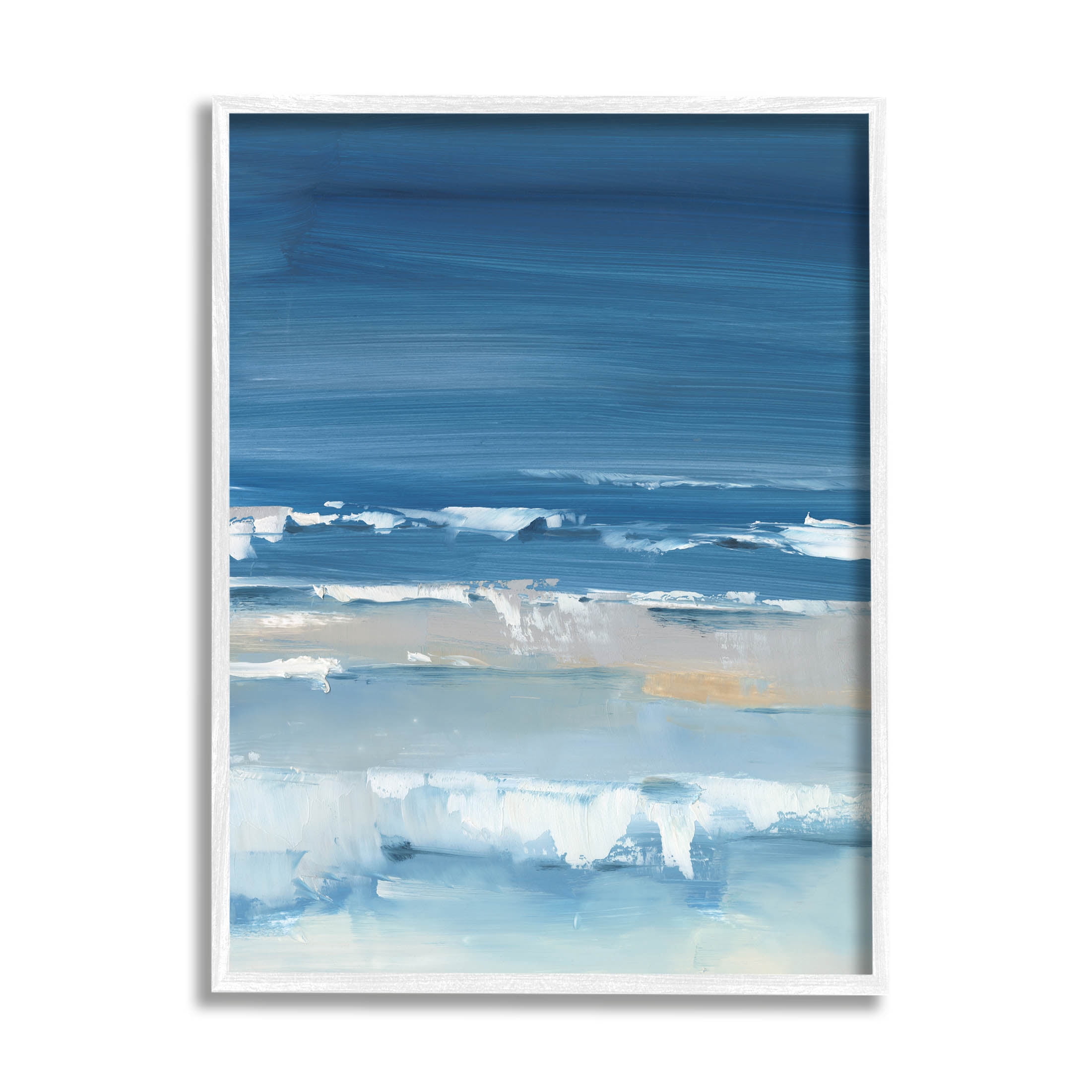 Stupell Industries Rolling Beach Waves Foamy Shoreline Painting White Framed Art Print Wall Art, Design by Ethan Harper