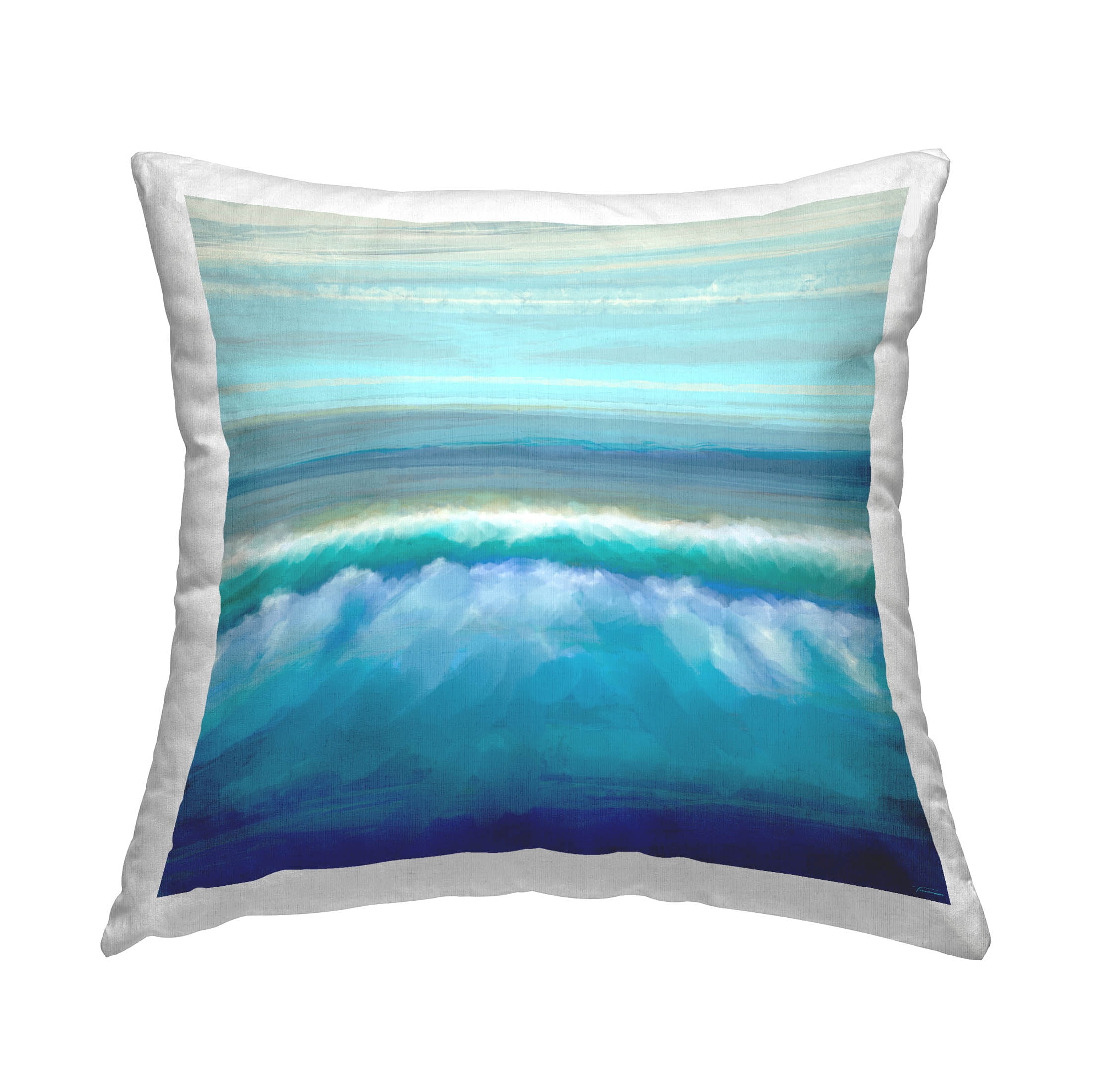 Stupell Industries Rolling Beach Waves Shore Printed Throw Pillow Design by Michael Tienhaara
