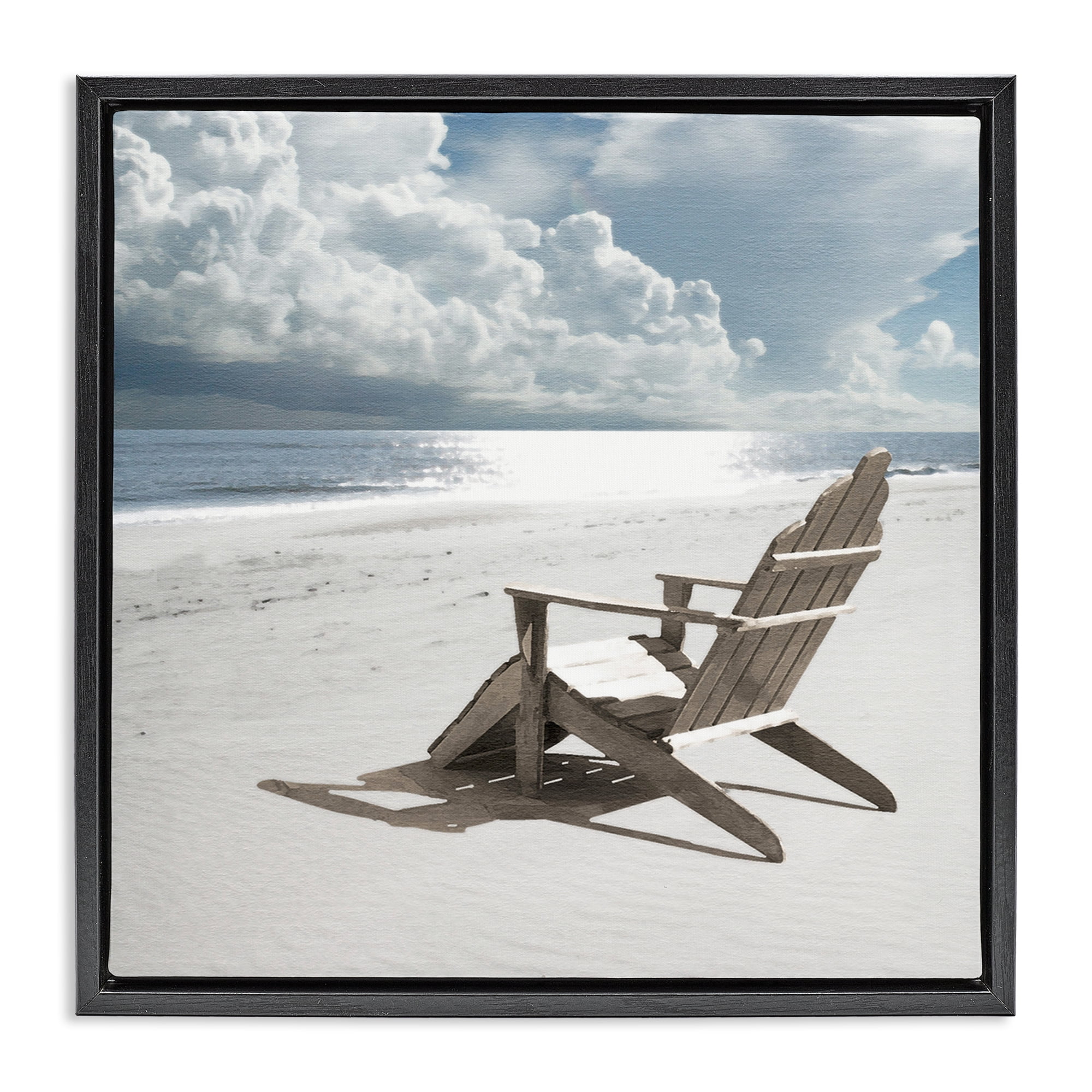 Stupell Industries Rolling Clouds Beach Coastal Photography Black Floater Framed Canvas Art Print Wall Art, 25 x 25