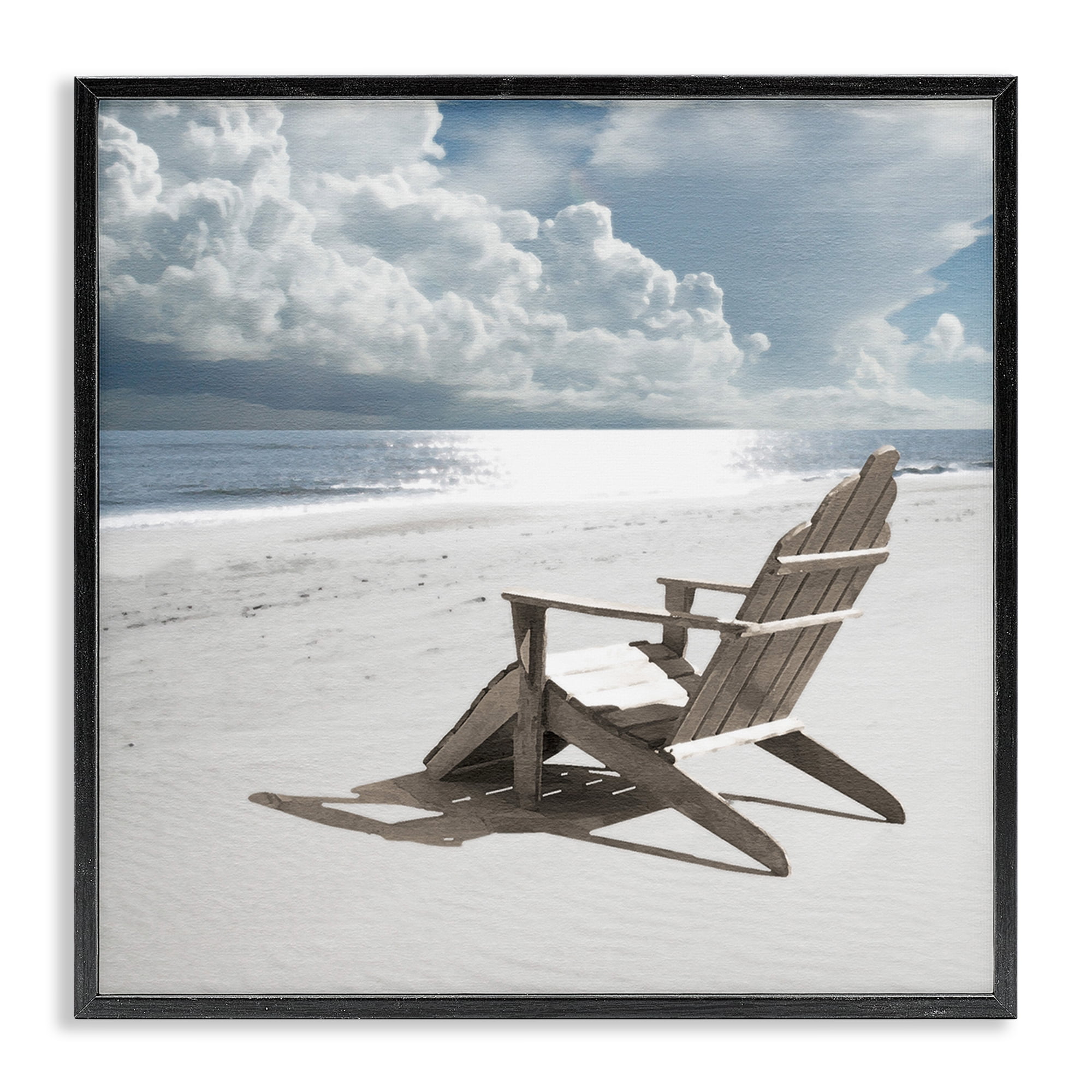 Stupell Industries Rolling Clouds Beach Coastal Photography Black Framed Art Print Wall Art, 12 x 12