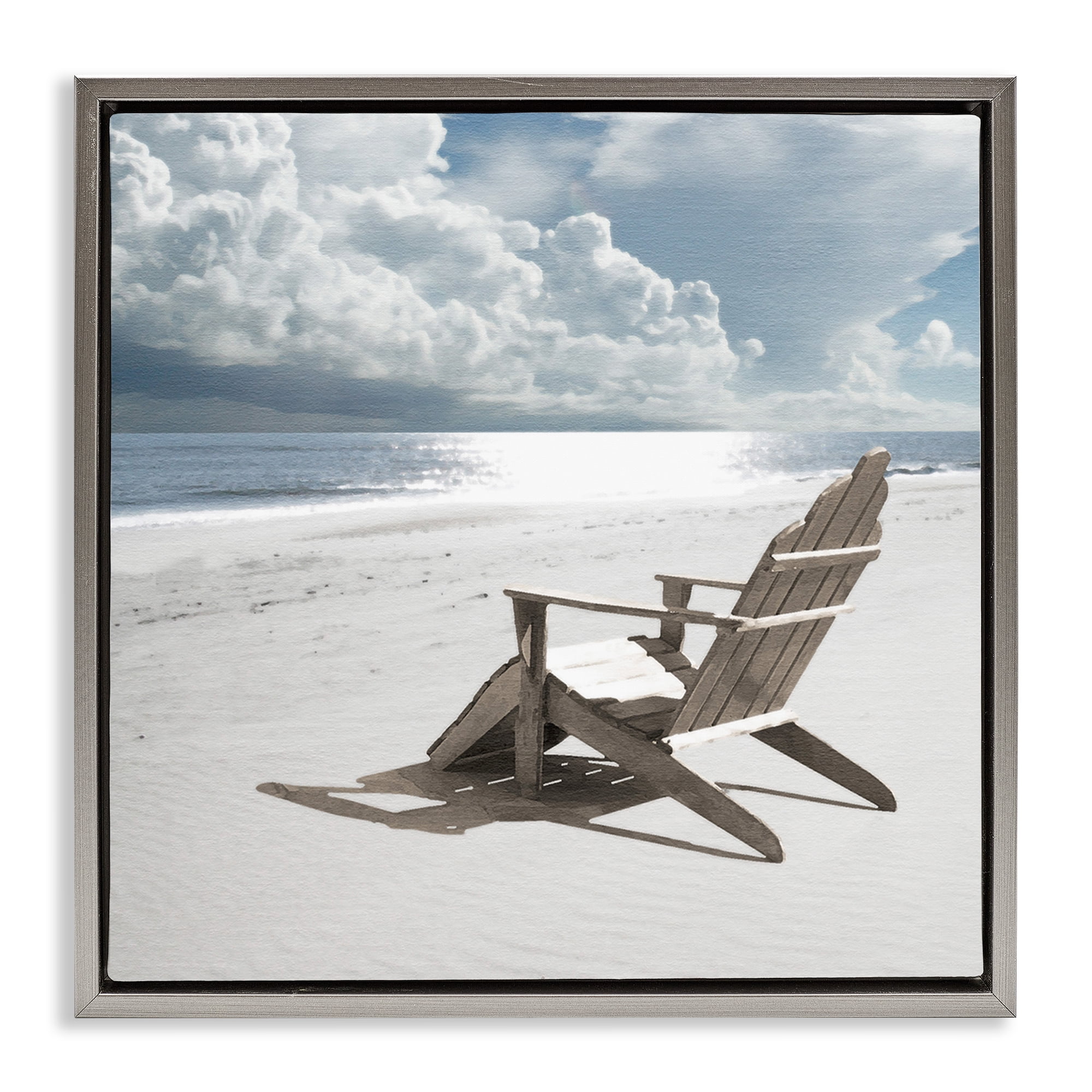 Stupell Industries Rolling Clouds Beach Coastal Photography Gray Floater Framed Canvas Art Print Wall Art, 25 x 25
