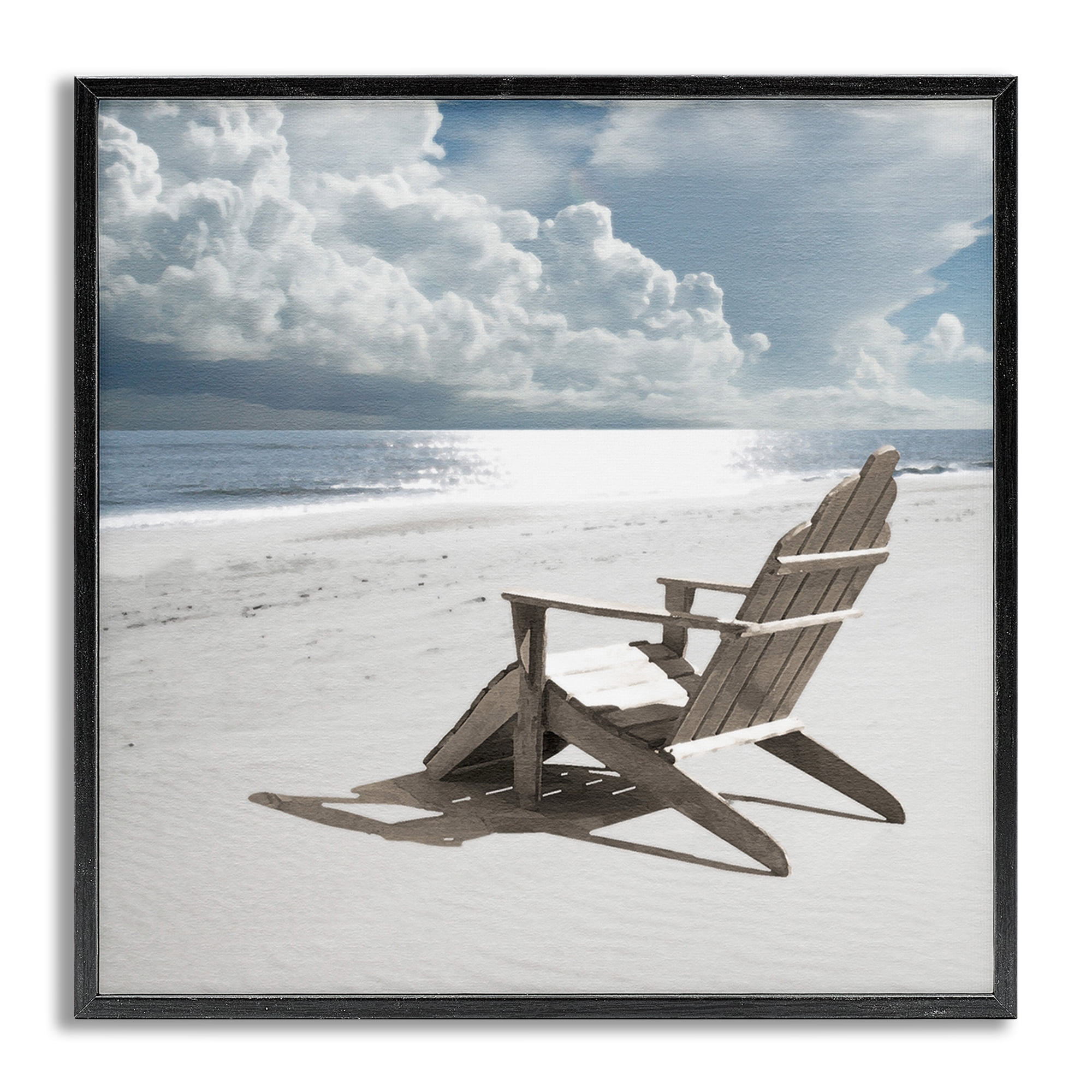 Stupell Industries Rolling Clouds Beach Coastal Photography Gray Framed Art Print Wall Art, 24 x 24