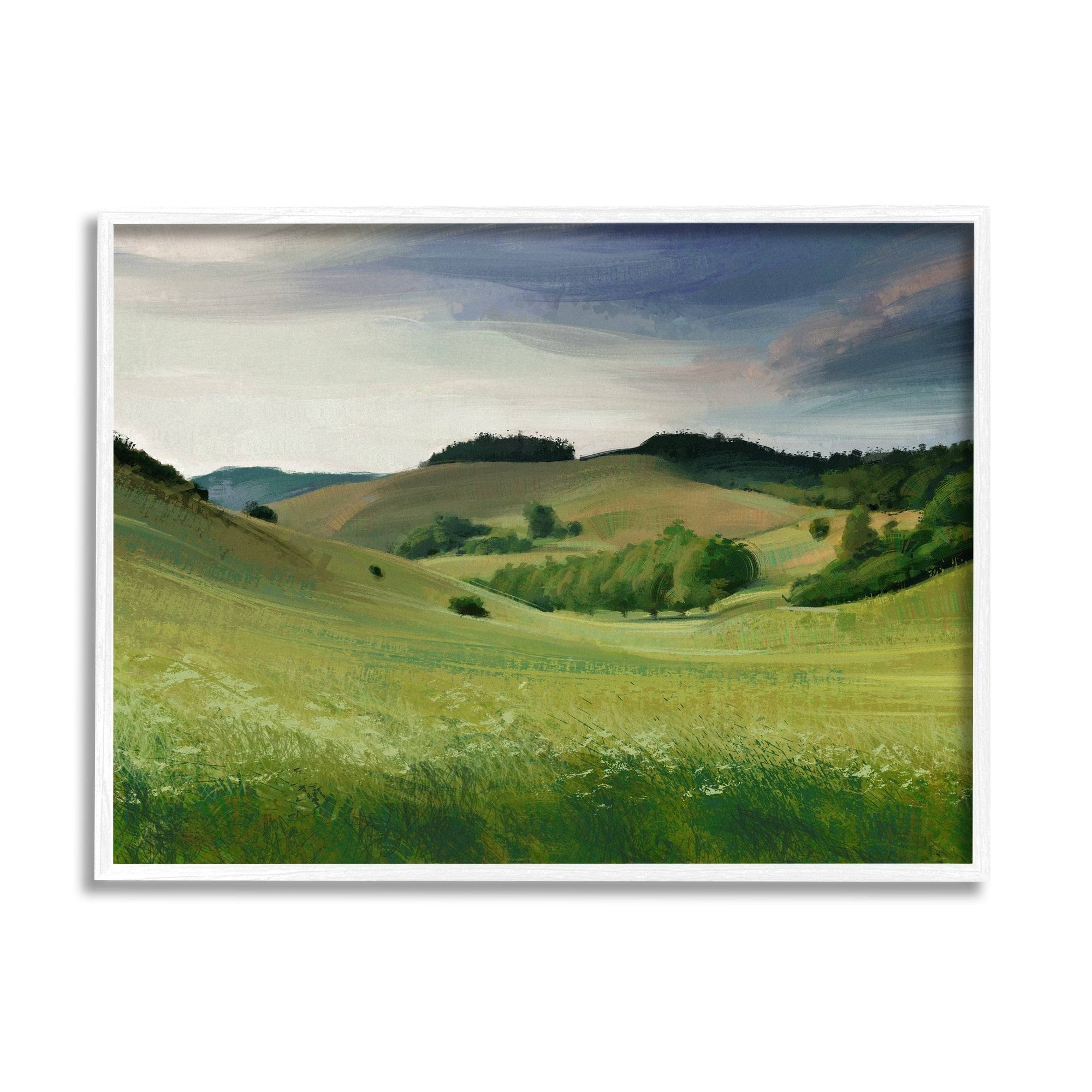 Stupell Industries Rolling Country Hills Green Rural Meadow Fields Painting White Framed Art Print Wall Art, Design by Ziwei Li