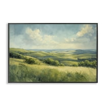 Stupell Industries Rolling Emerald Horizon Landscape & Nature Painting Black Framed Art Print Wall Art, 18 x 12