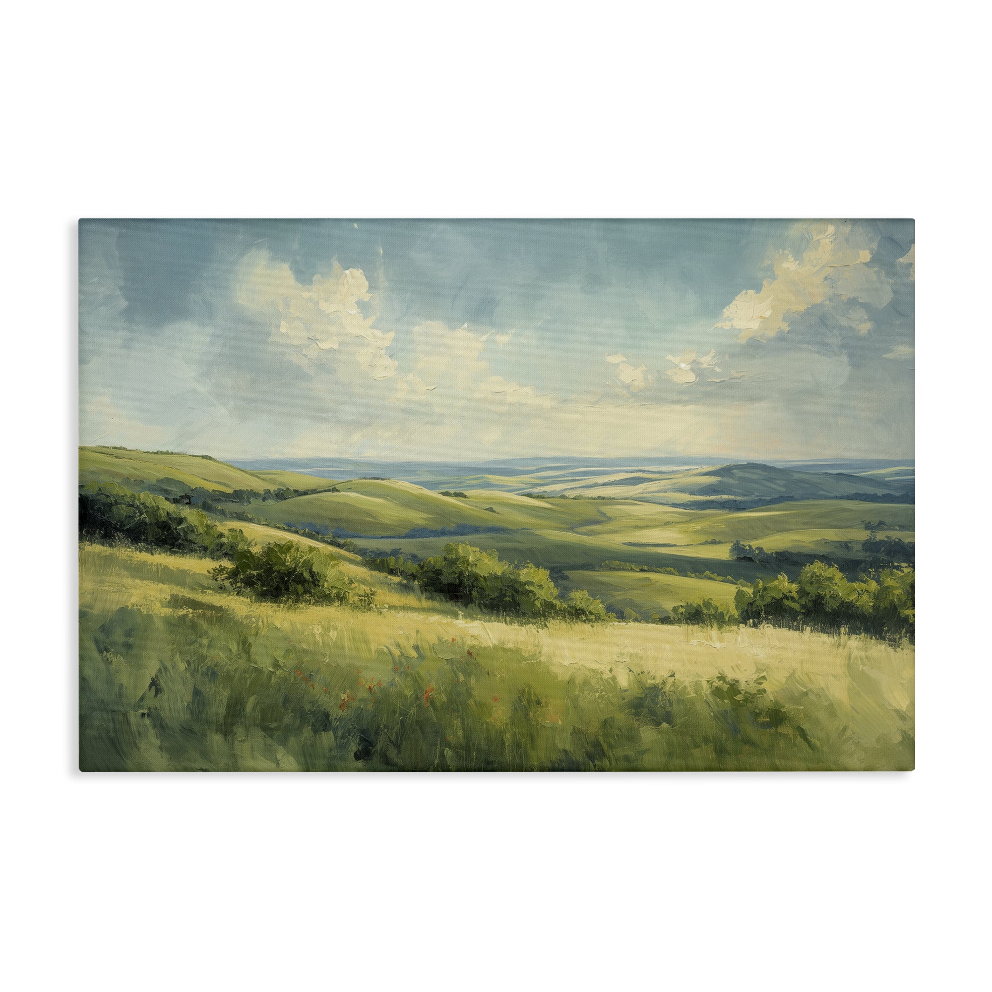 Stupell Industries Rolling Emerald Horizon Landscape & Nature Painting Wrapped Canvas Art Print Wall Art, 36 x 24