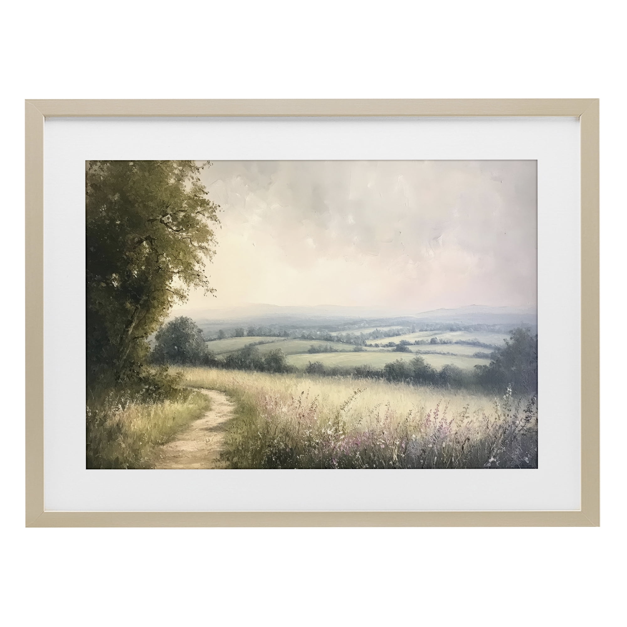 Stupell Industries Rolling Farmlands in Distance Birch Framed Print Under Glass, design by Petal Prints Design