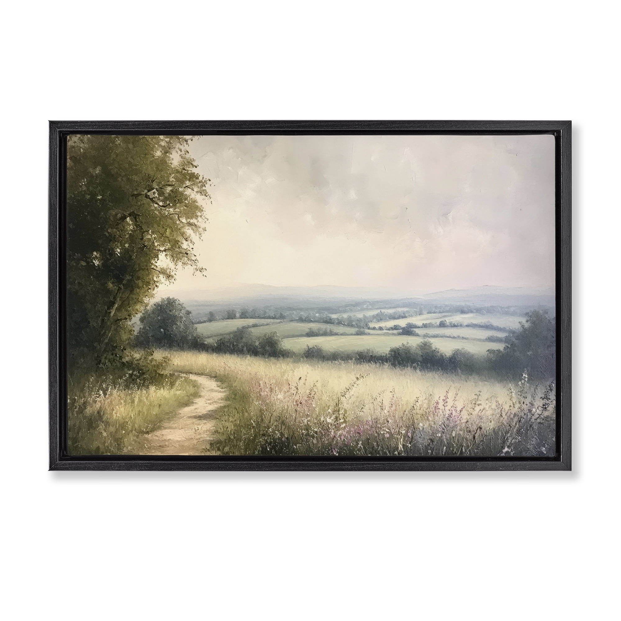 Stupell Industries Rolling Farmlands in Distance Black Framed Floater Canvas Wall Art, design by Petal Prints Design