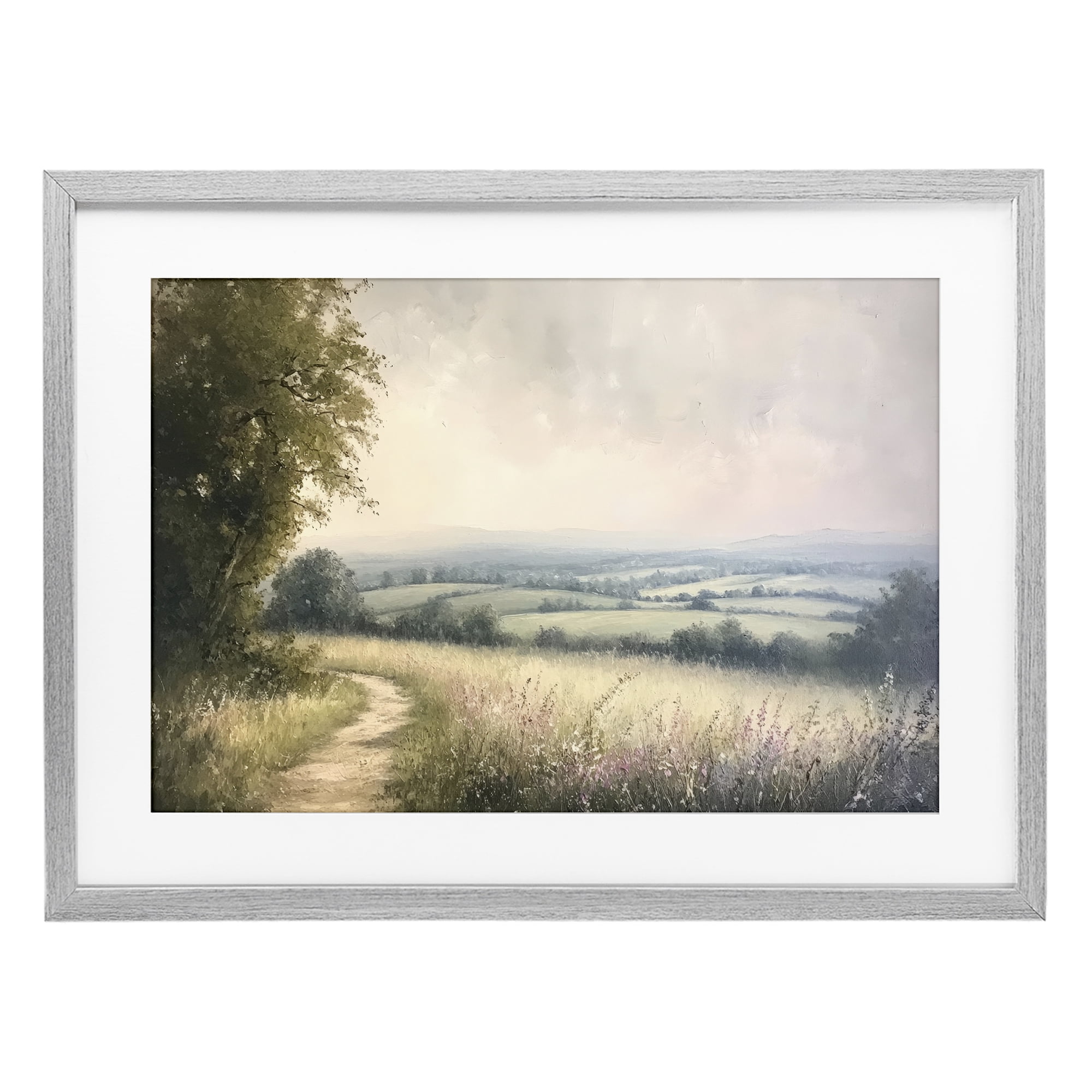 Stupell Industries Rolling Farmlands in Distance Gray Framed Print Under Glass, design by Petal Prints Design