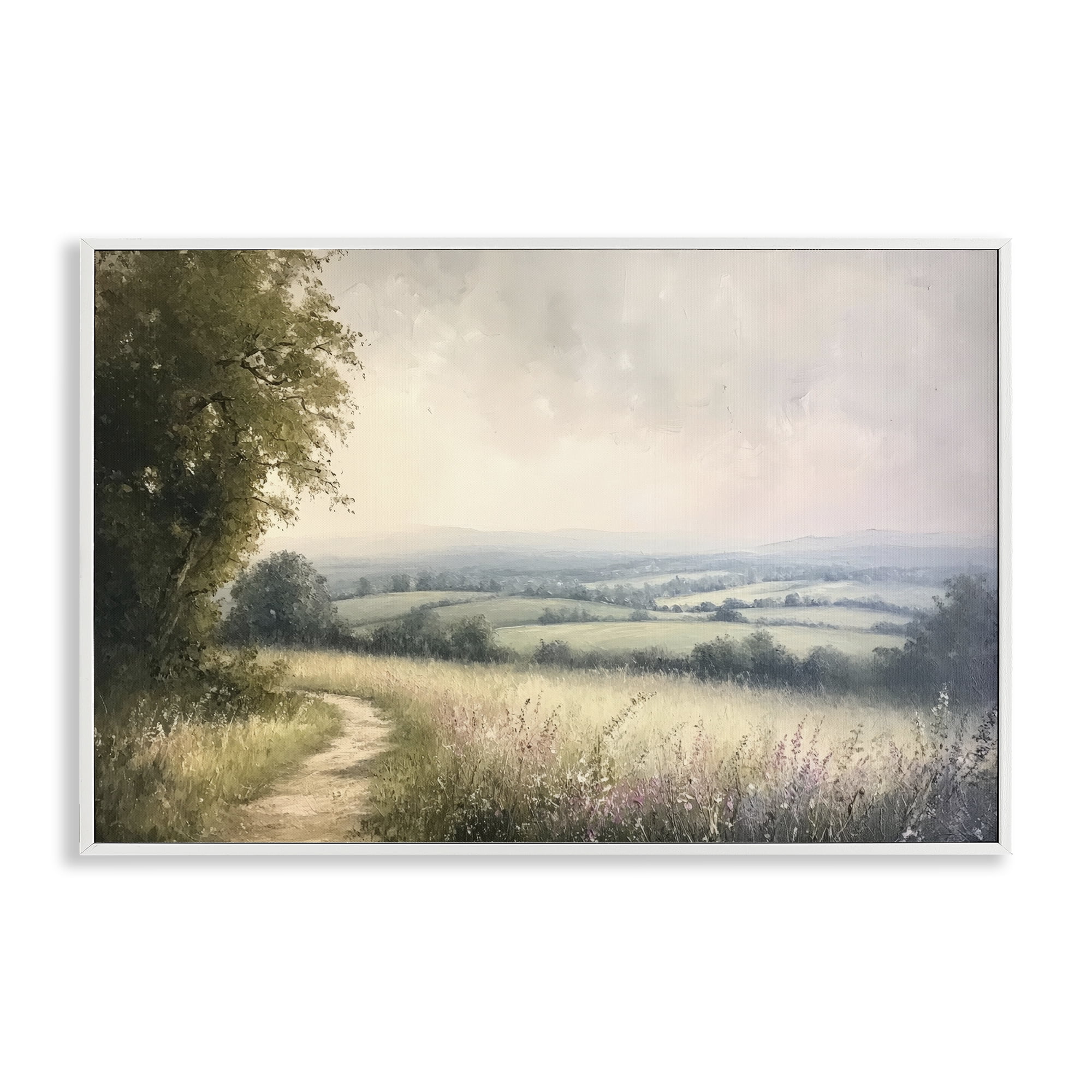 Stupell Industries Rolling Farmlands in Distance White Framed Giclee Art, design by Petal Prints Design
