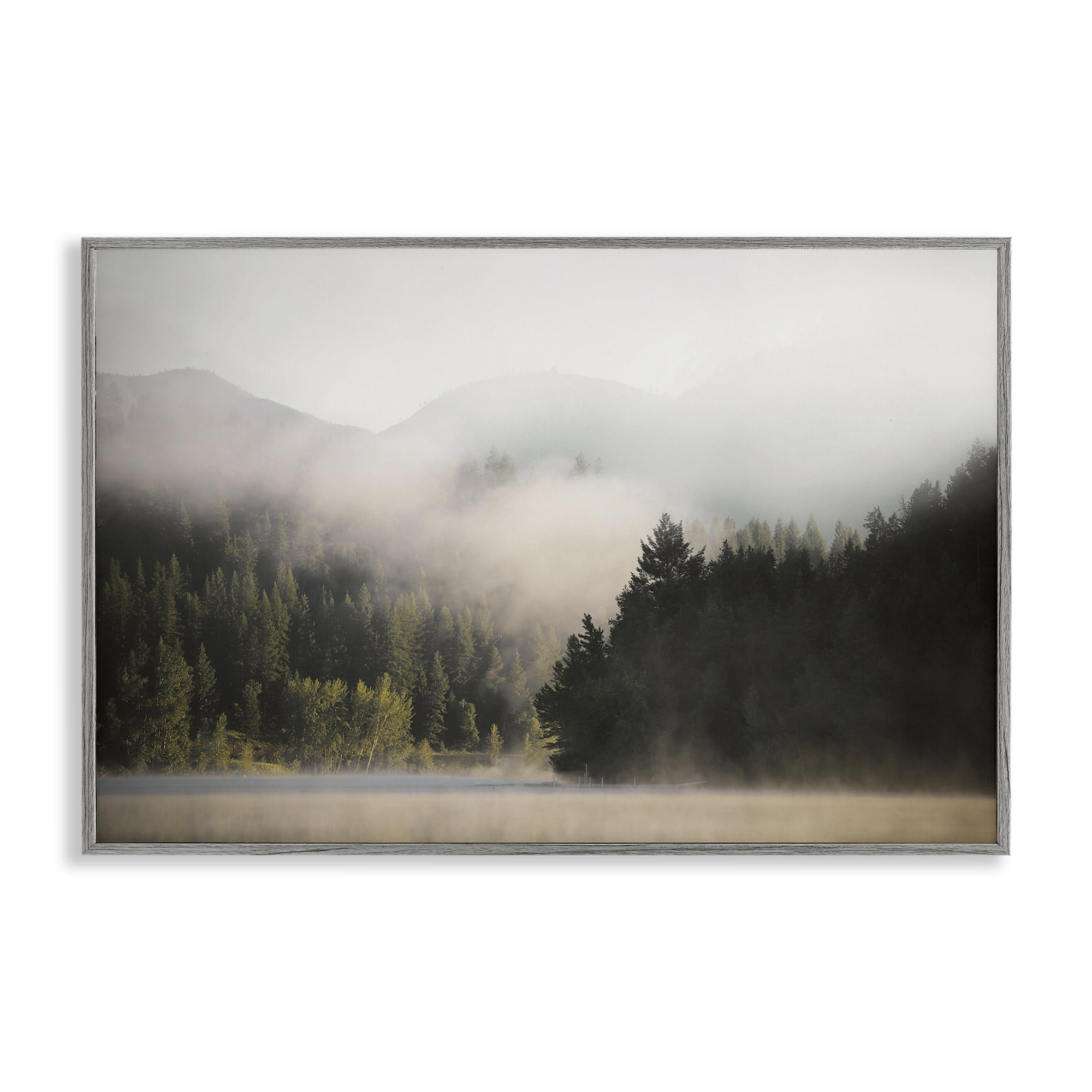 Stupell Industries Rolling Fog Woodland View Landscape & Nature Photography Gray Framed Art Print Wall Art, 18 x 12