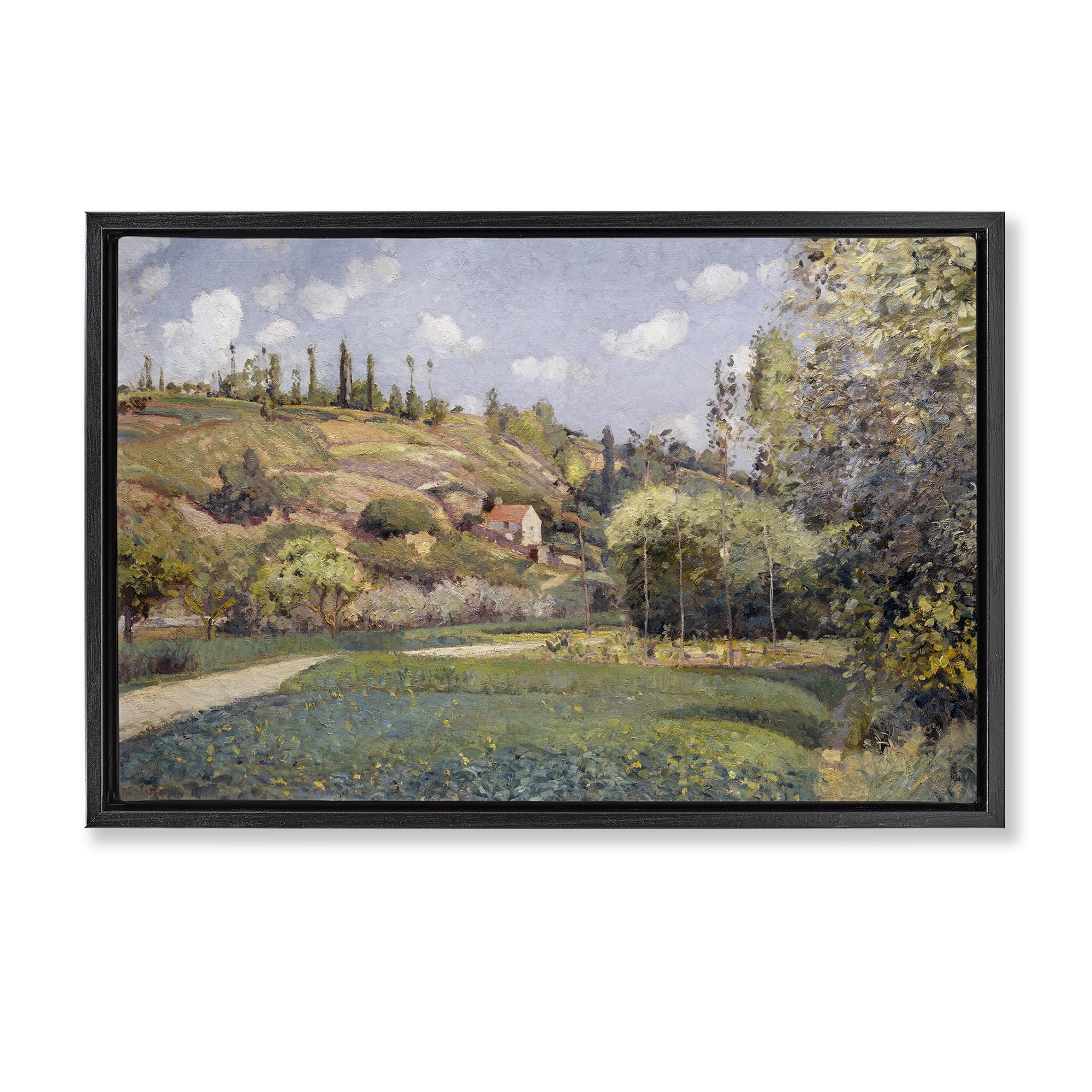 Stupell Industries Rolling Green Hillside Landscape & Nature Painting Black Floater Framed Canvas Art Print Wall Art, 25 x 17