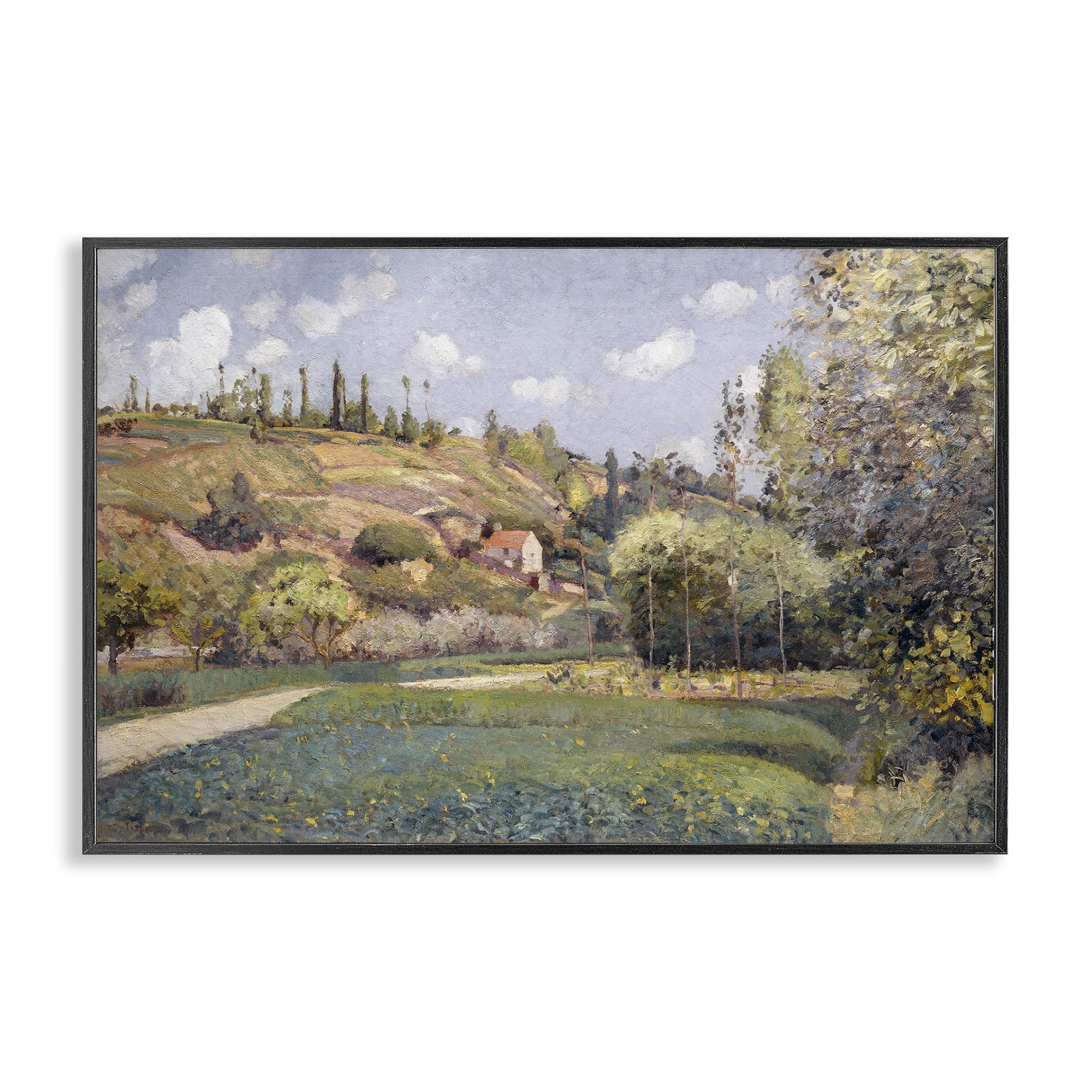 Stupell Industries Rolling Green Hillside Landscape & Nature Painting Black Framed Art Print Wall Art, 24 x 16
