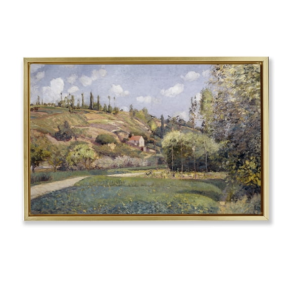 Stupell Industries Rolling Green Hillside Landscape & Nature Painting Gold Floater Framed Canvas Art Print Wall Art, 31 x 21