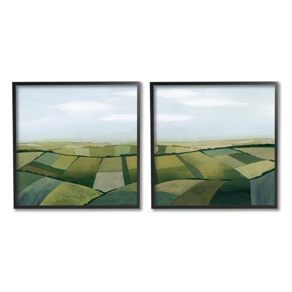 Stupell Industries Rolling Hill Farm Crop Landscape Patchwork Grass Fields, 12 x 12, Design by Grace Popp 