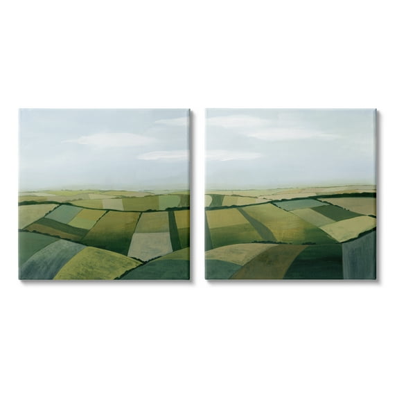 Stupell Industries Rolling Hill Farm Crop Landscape Patchwork Grass Fields, 17 x 17, Design by Grace Popp 