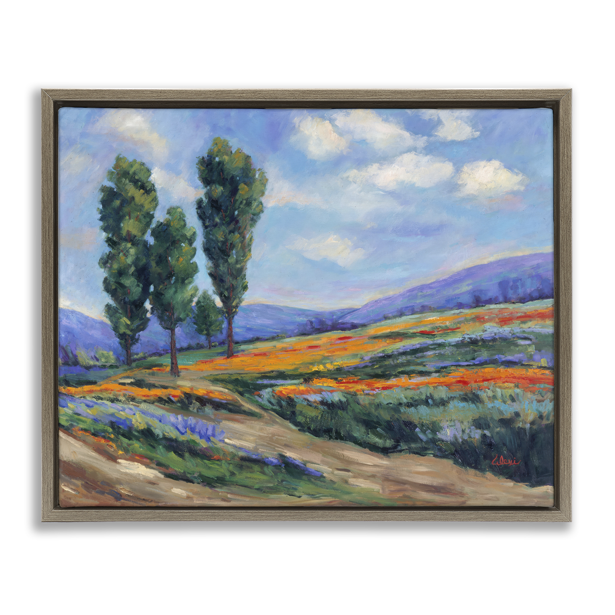 Stupell Industries Rolling Hills Traditional Landscape Landscape & Nature Painting Brown Floater Framed Canvas Art Print Wall Art, 21 x 17