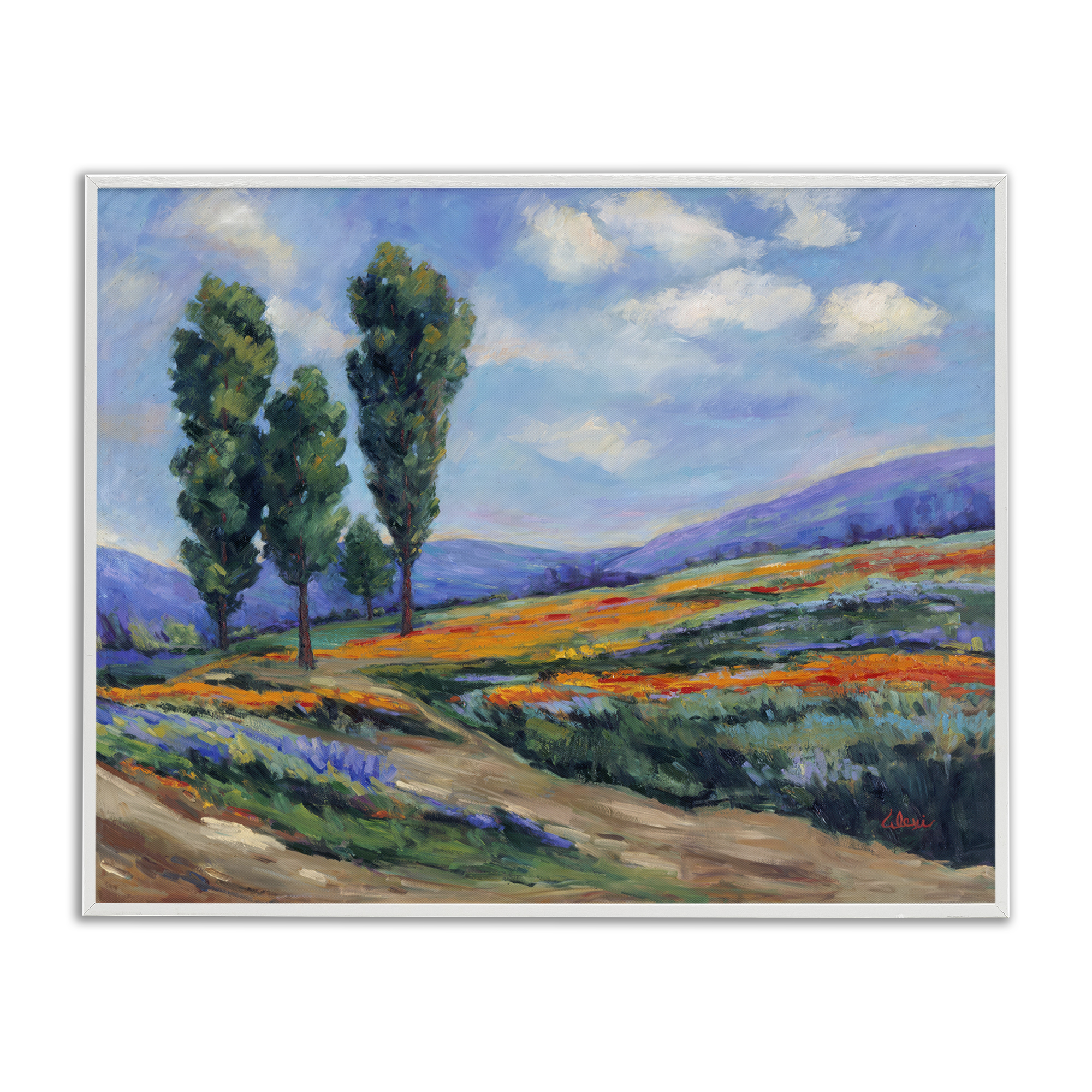 Stupell Industries Rolling Hills Traditional Landscape Landscape & Nature Painting White Framed Art Print Wall Art, 14 x 11